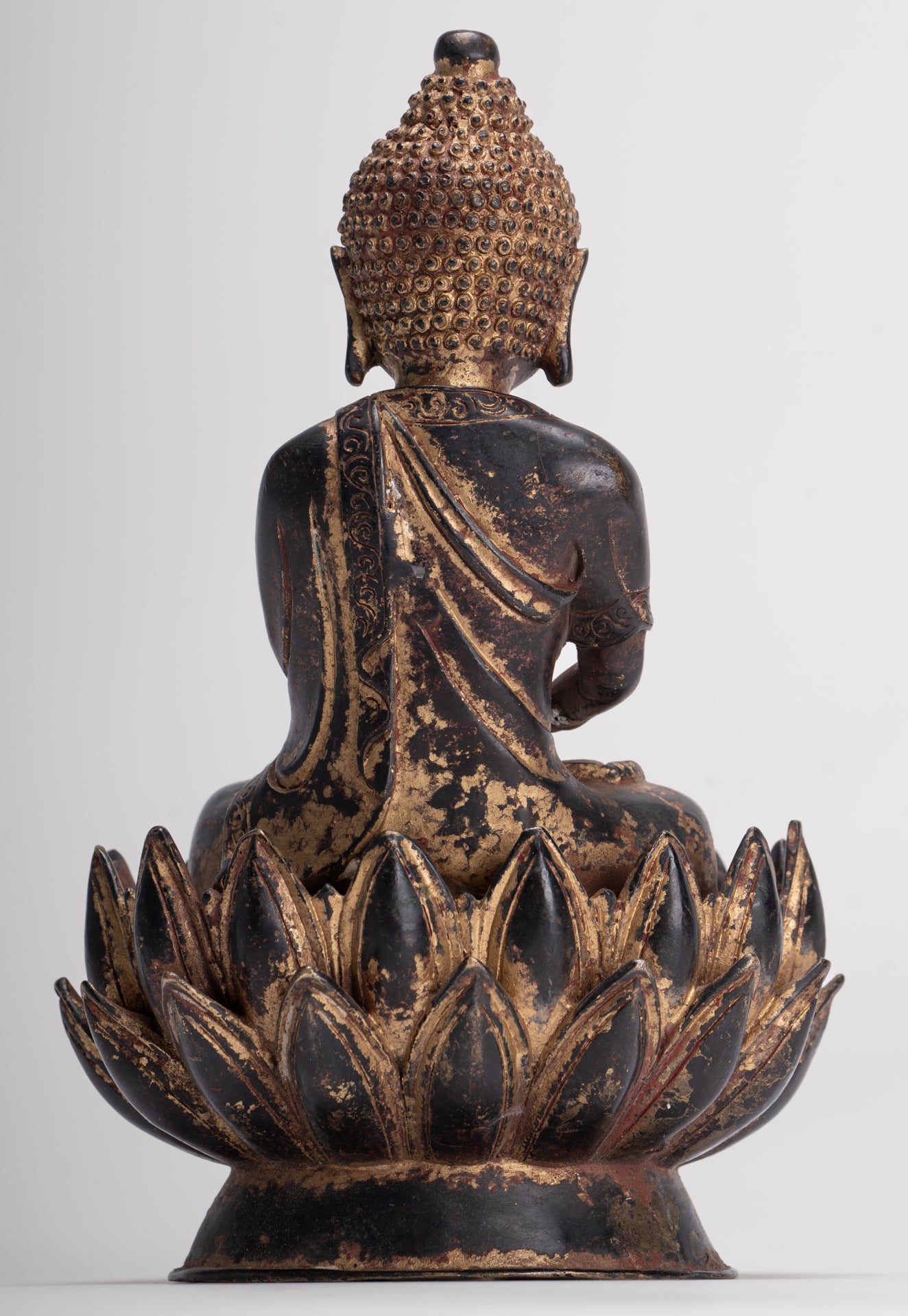 Antique Chinese Style Seated Dharmachakra Teaching Buddha Statue - 20cm/8"