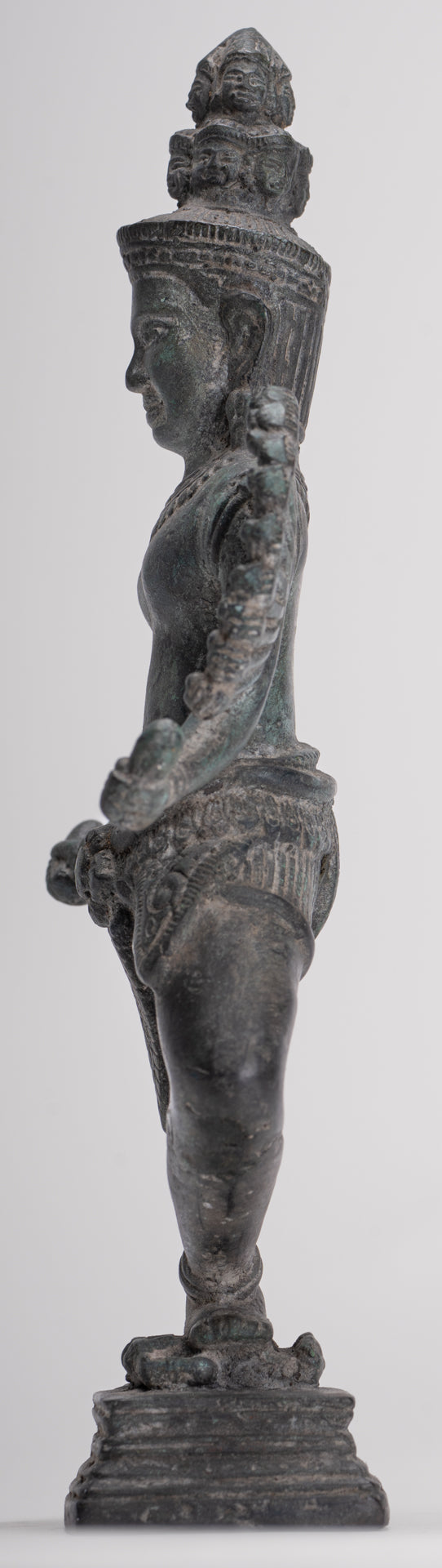 Antique Khmer Style Standing Bronze Angkor Wat Hevajra Statue - 26cm/10" Tall