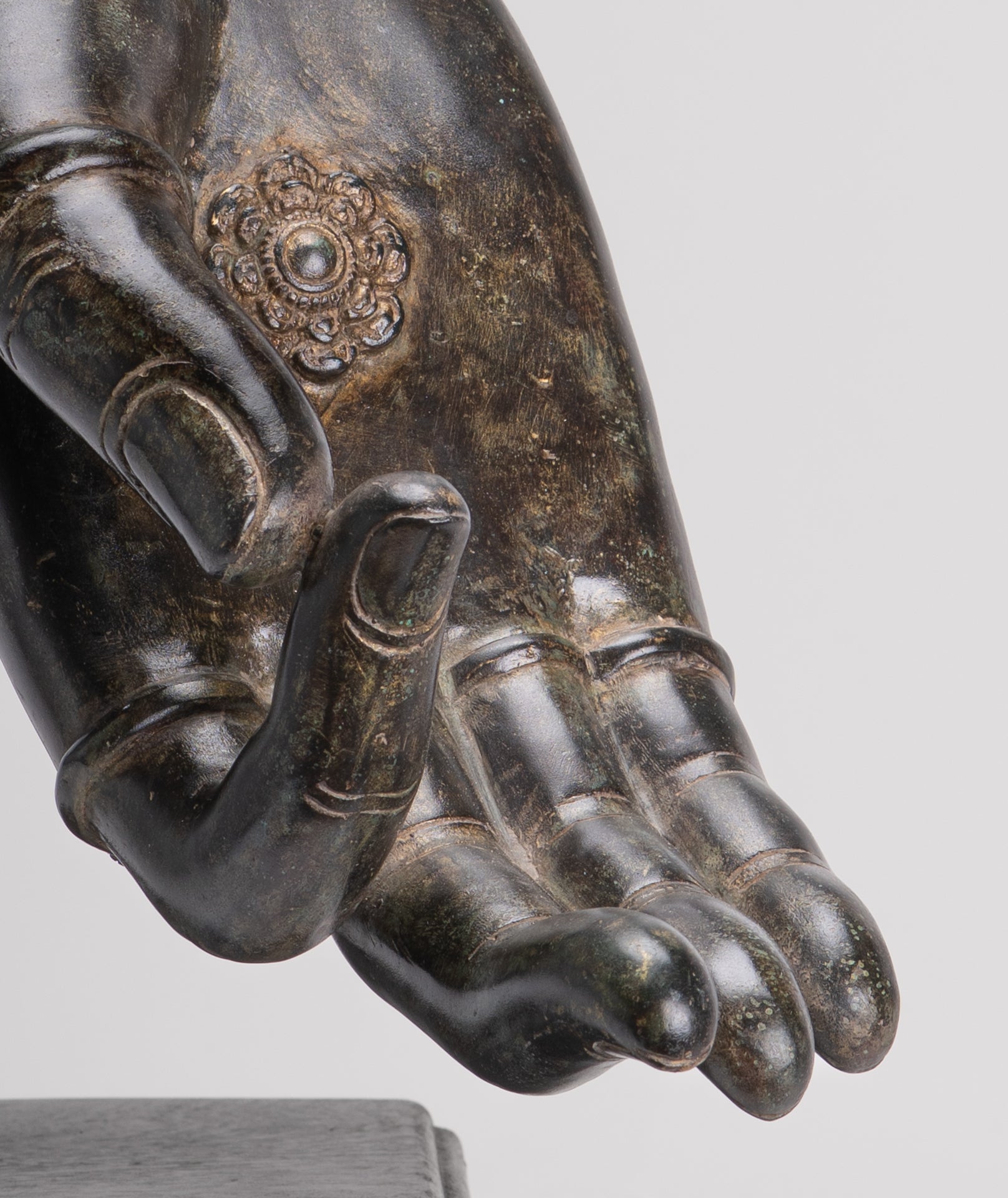 Mounted Antique Khmer Style Southeast Asia Bronze Teaching Hand - 37cm/15"