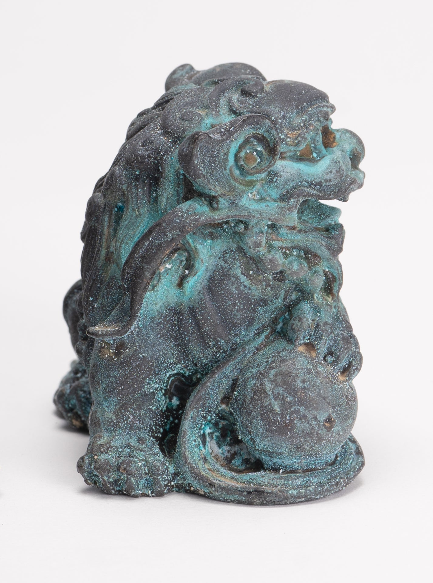 Antique Chinese Style Bronze Dragon Statue - 6cm/2" Tall (Pair)