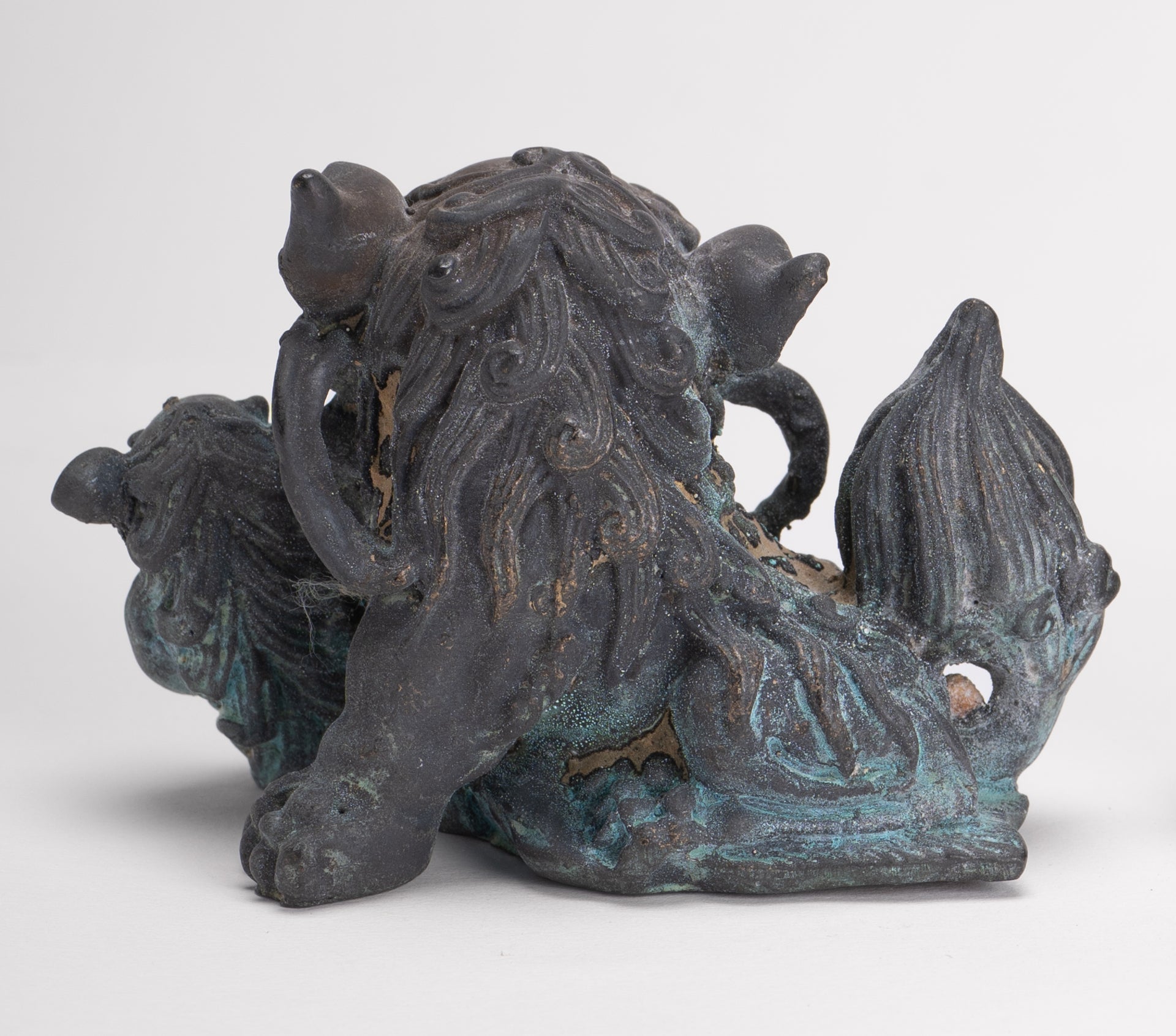 Antique Chinese Style Bronze Dragon Statue - 6cm/2" Tall (Pair)