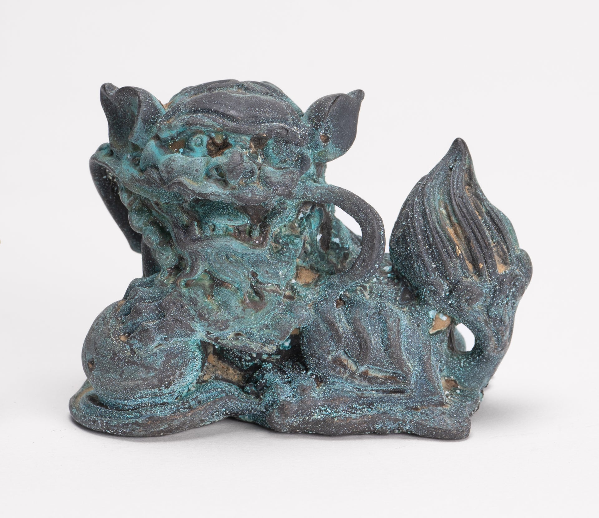 Antique Chinese Style Bronze Dragon Statue - 6cm/2" Tall (Pair)