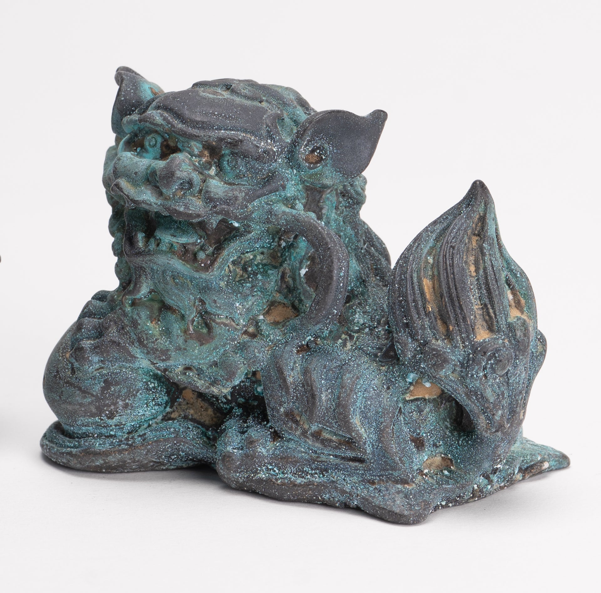 Antique Chinese Style Bronze Dragon Statue - 6cm/2" Tall (Pair)