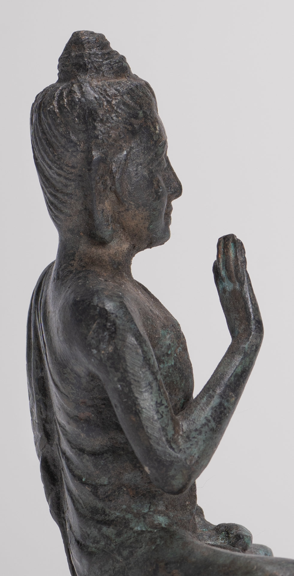 Indian Buddha Statue - Antique Gandhara Style Bronze Teaching Buddha Statue - 10cm/4"