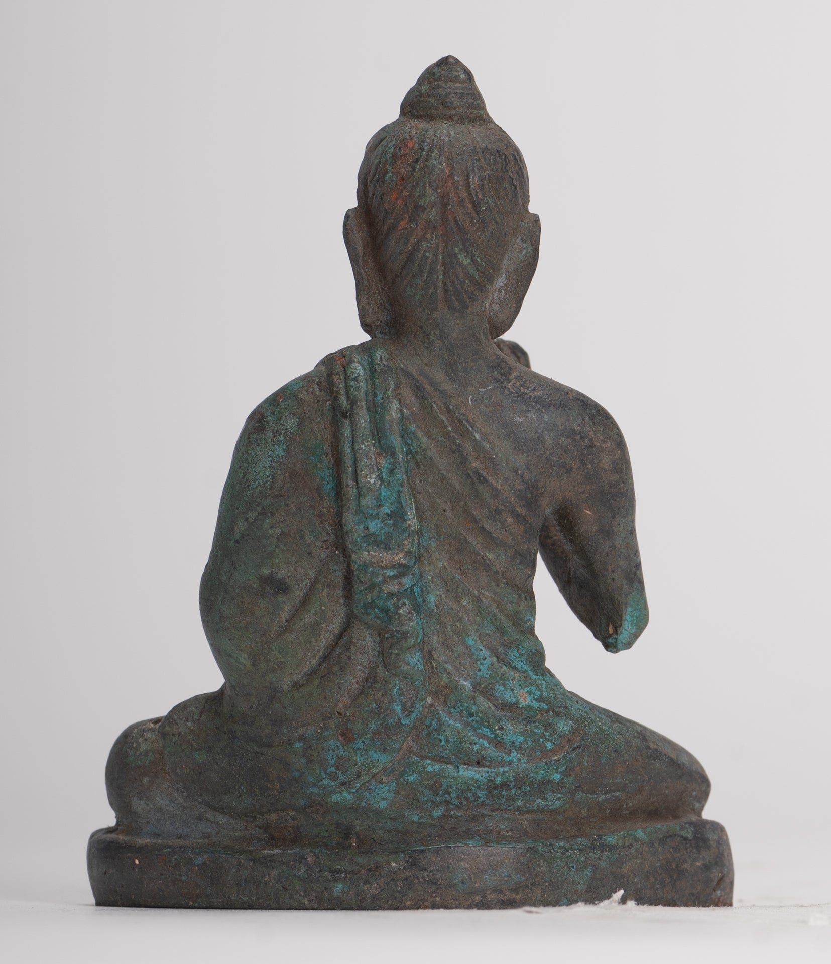 Indian Buddha Statue - Antique Gandhara Style Bronze Teaching Buddha Statue - 10cm/4"