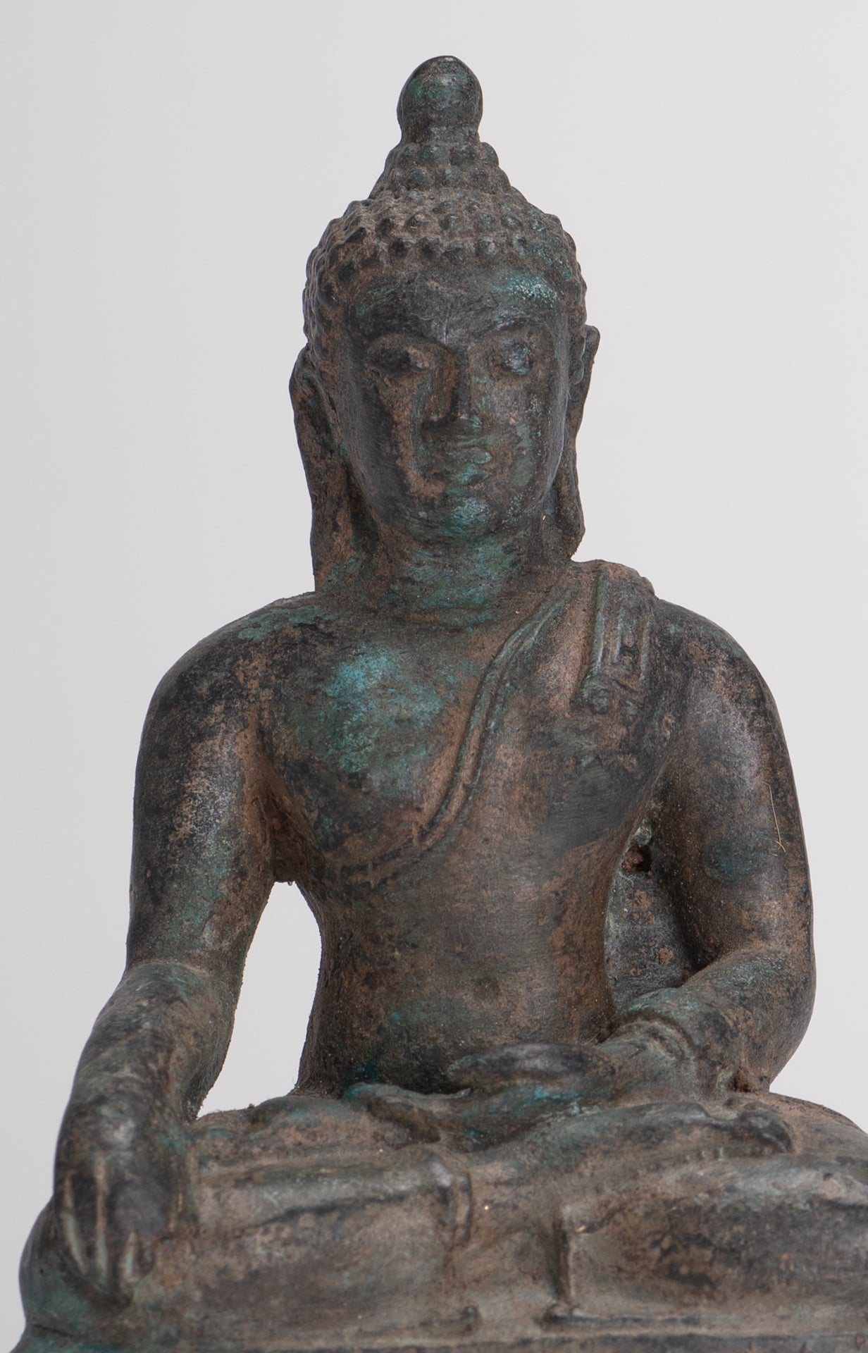 Buddha Statue - Antique Thai Style Bronze Chiang Saen Enlightenment Buddha Statue - 10.5cm/4"