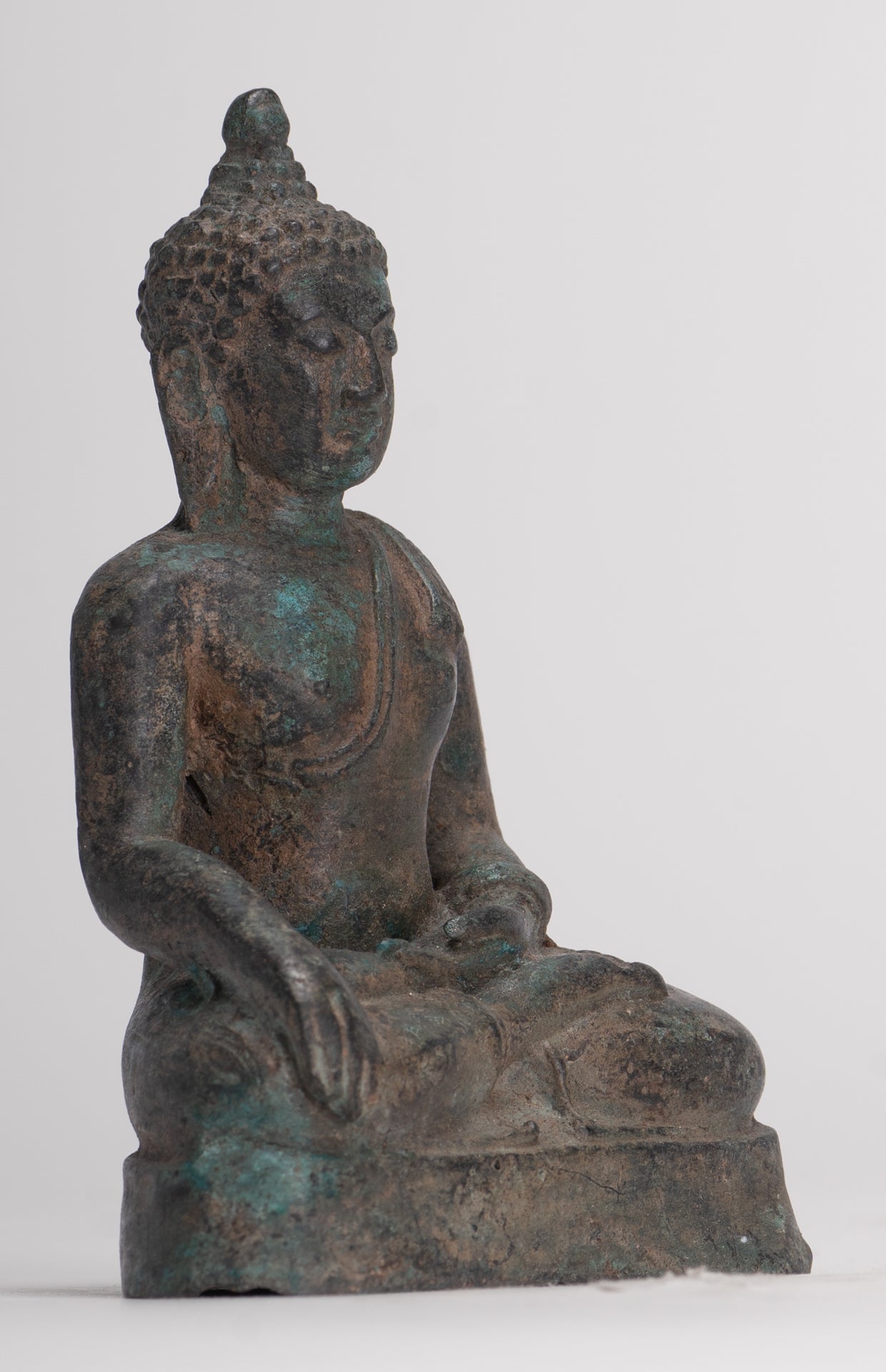 Buddha Statue - Antique Thai Style Bronze Chiang Saen Enlightenment Buddha Statue - 10.5cm/4"