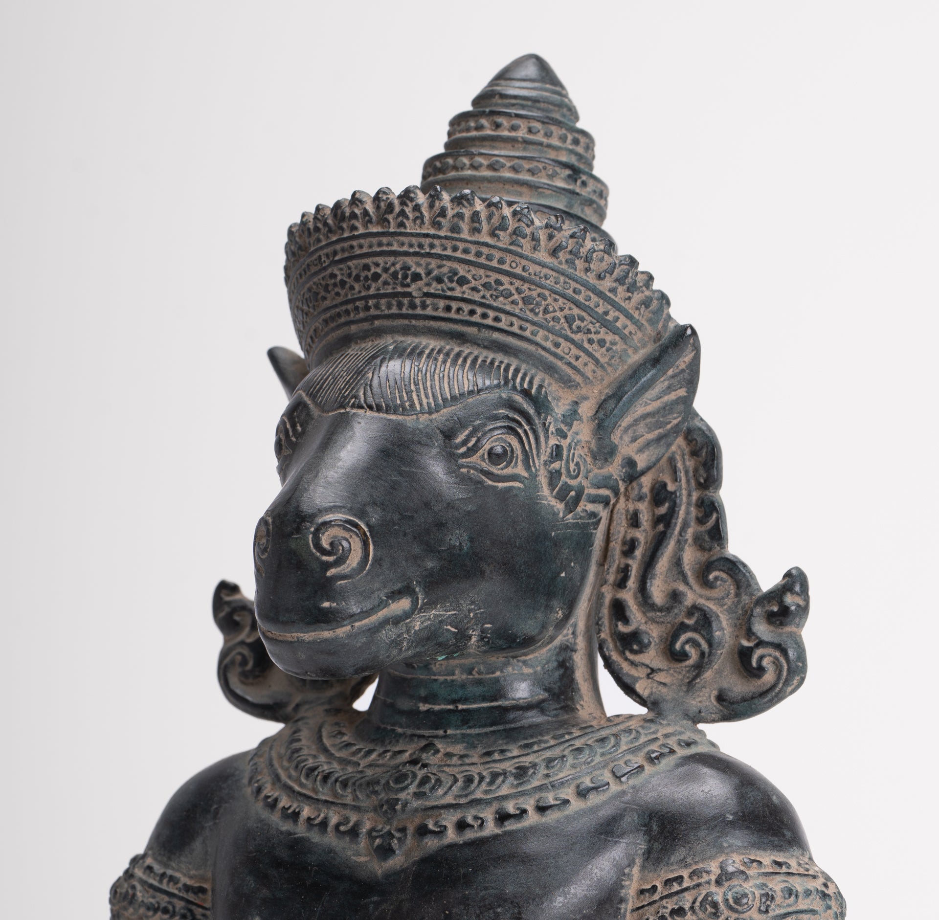 Kalkin Statue - Antique Khmer Style Bronze Hayagriva Kalkin Horse of Vishnu - 25cm/10"