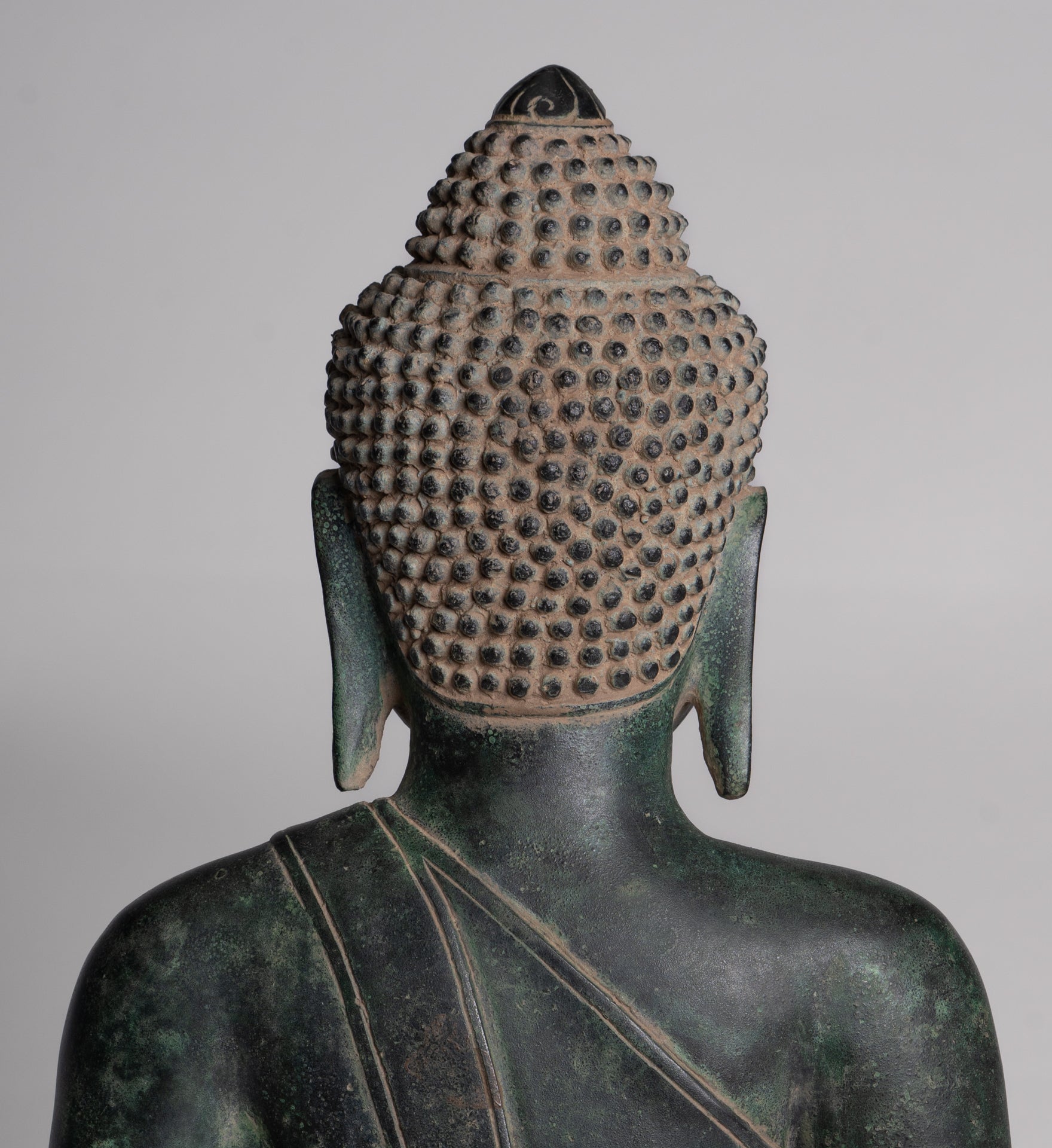Statue de Bouddha – Statue de Bouddha de méditation assis en bronze de style khmer antique – 40 cm/16"