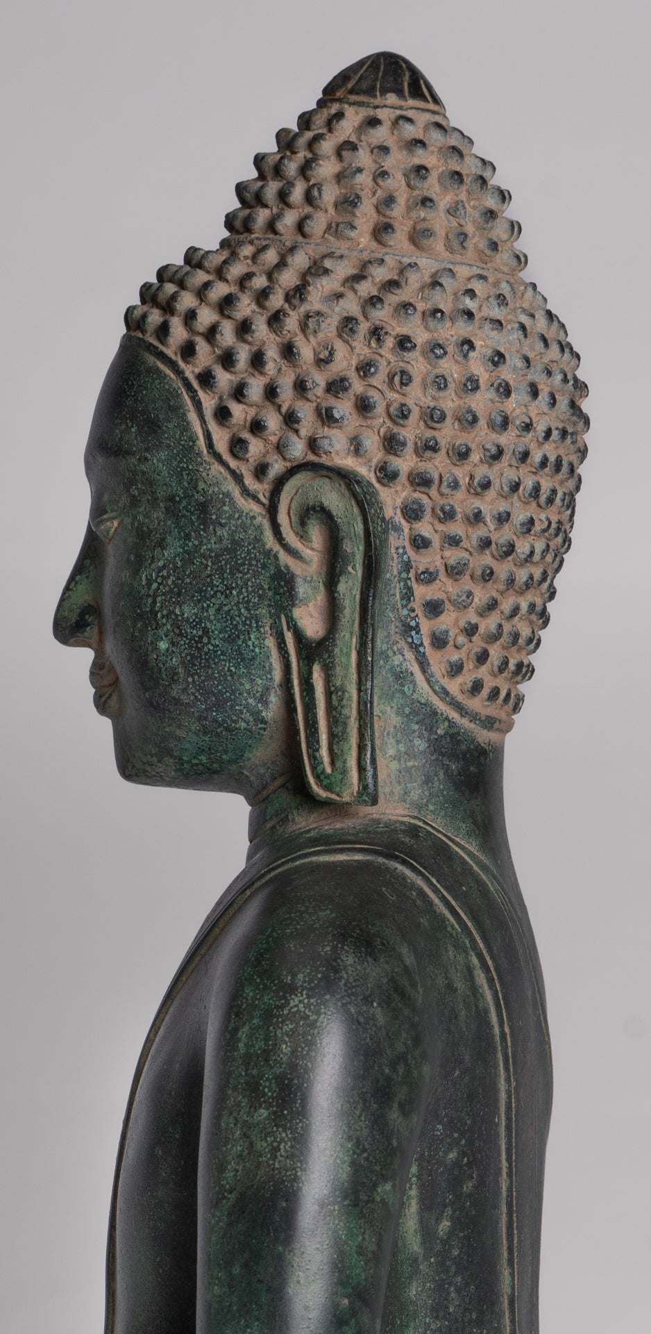 Statue de Bouddha – Statue de Bouddha de méditation assis en bronze de style khmer antique – 40 cm/16"