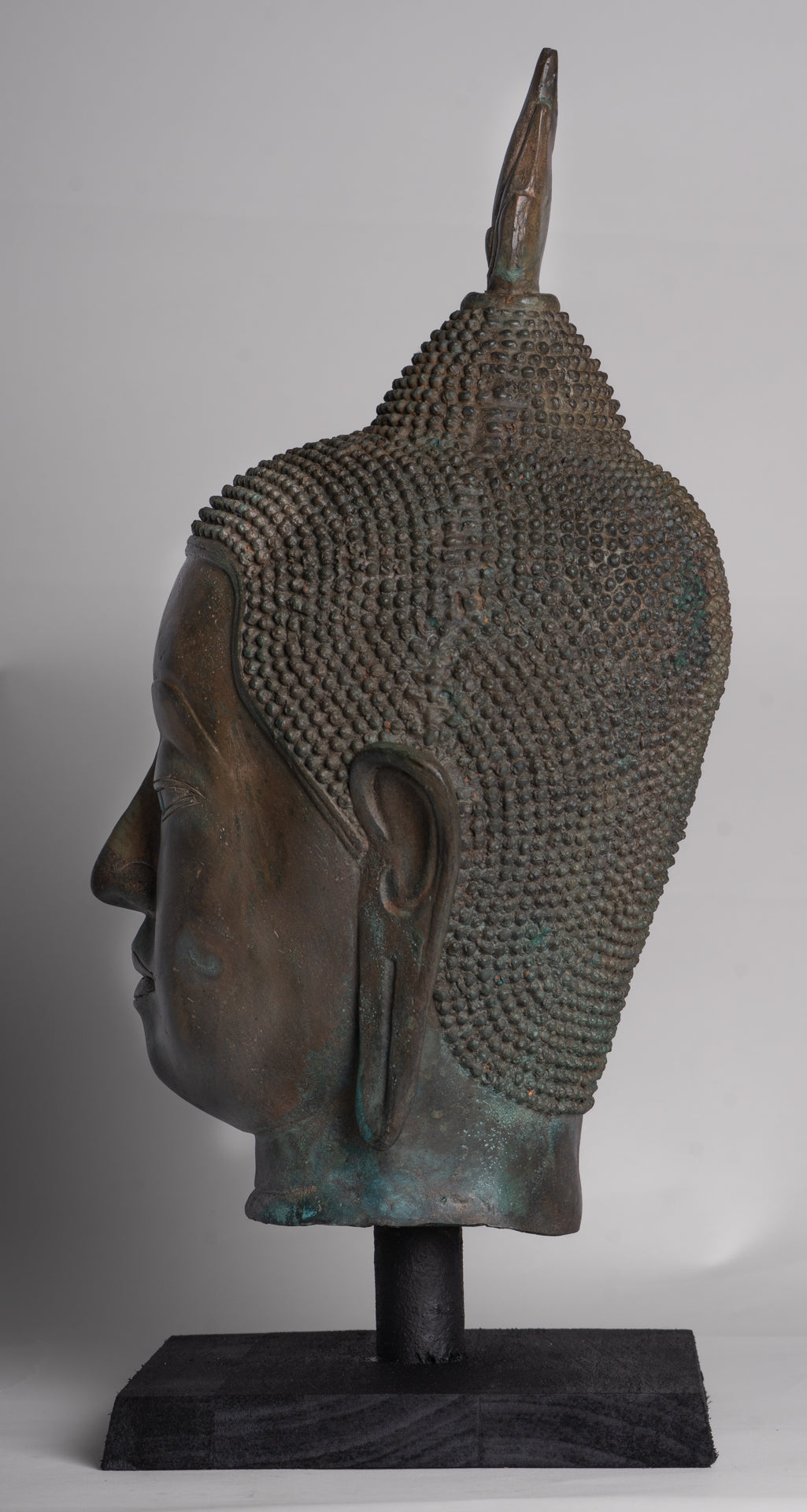 Buddha Statue - Antique U Thong Style Bronze Enlightenment Buddha Head - 47cm/19"