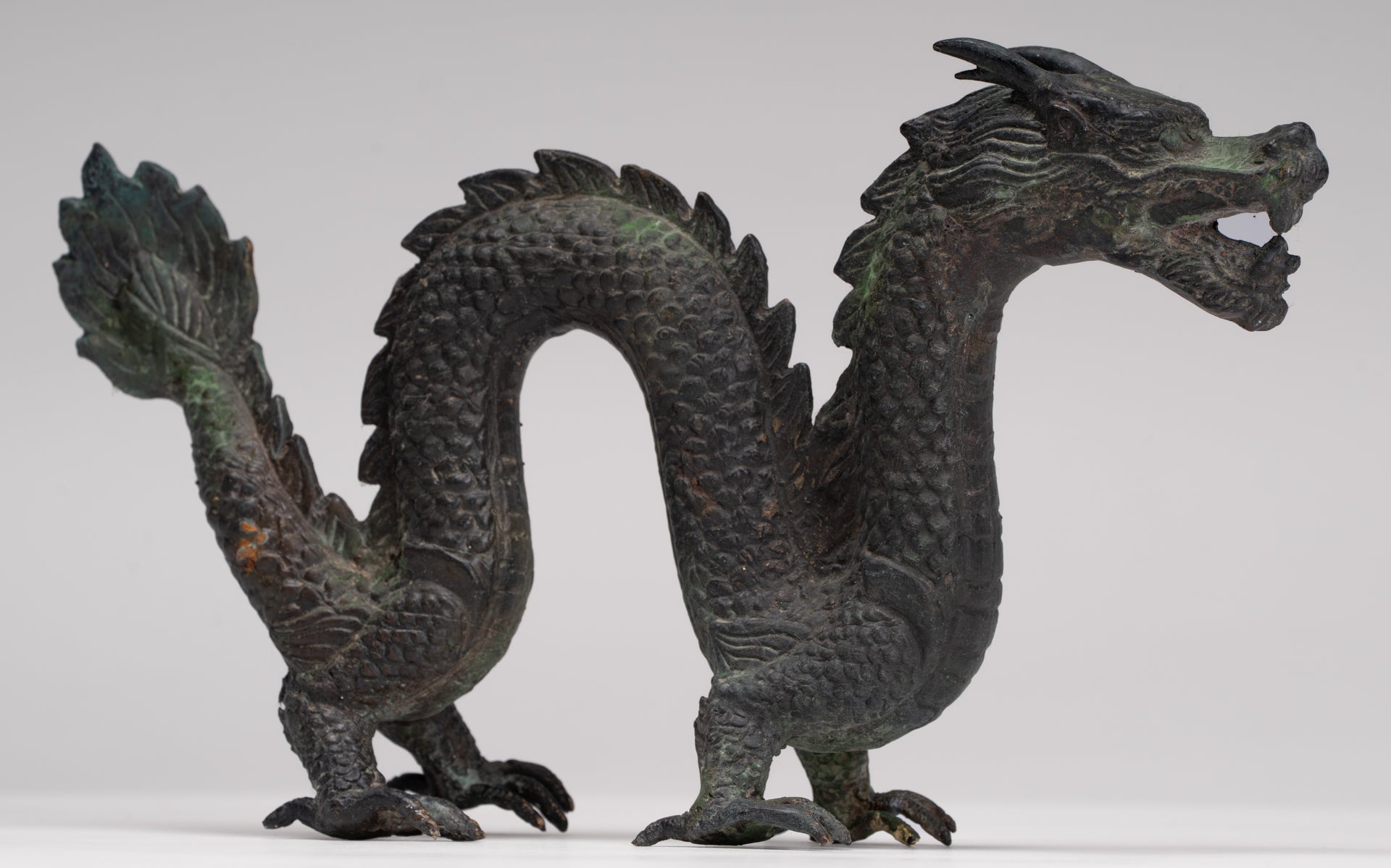 Antique Chinese Style Bronze Dragon Statue - 16cm/6"