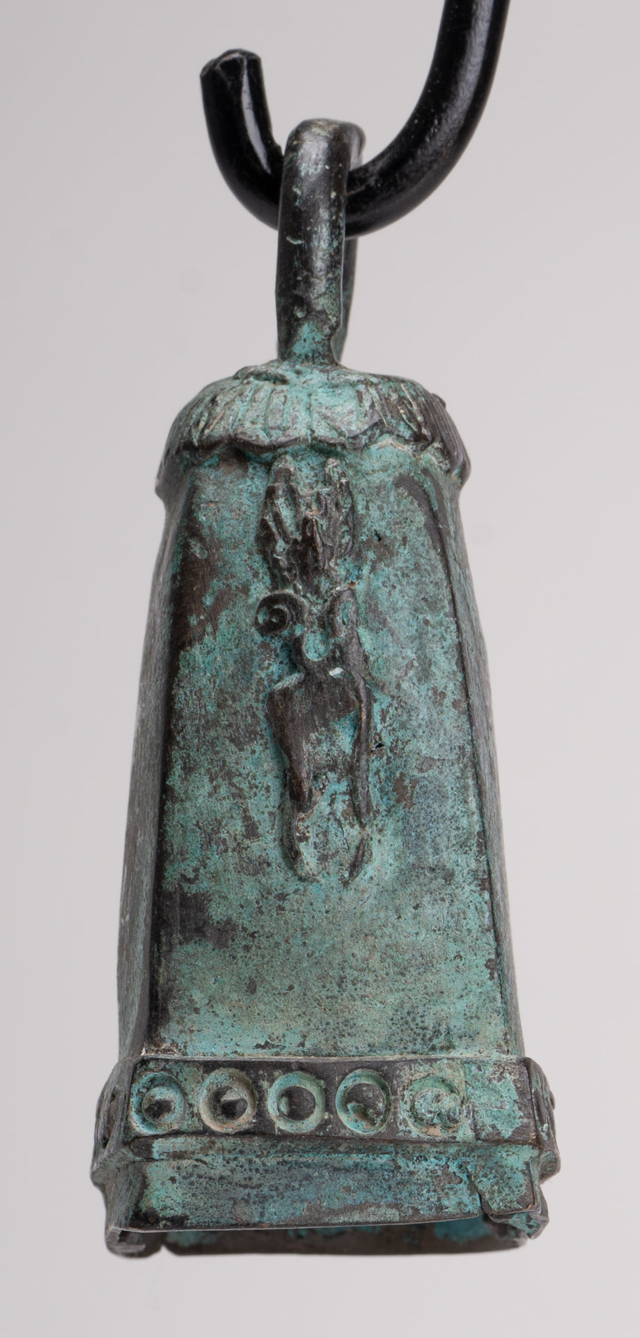 Antique Khmer Style Bronze Mounted Apsara Bell - 30cm/12"