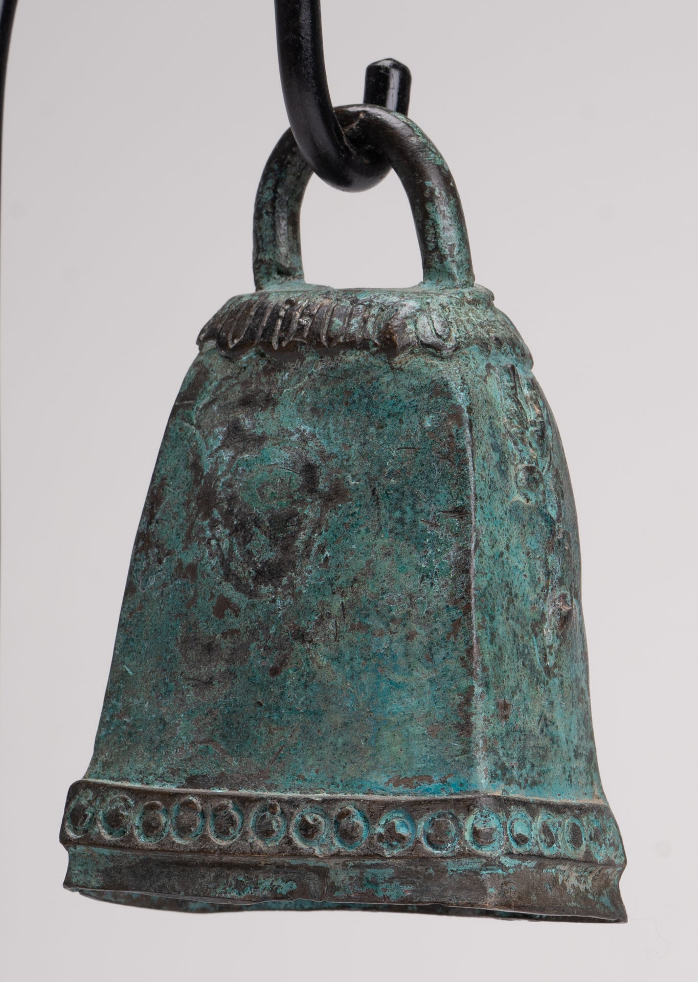 Antique Khmer Style Bronze Mounted Apsara Bell - 30cm/12"