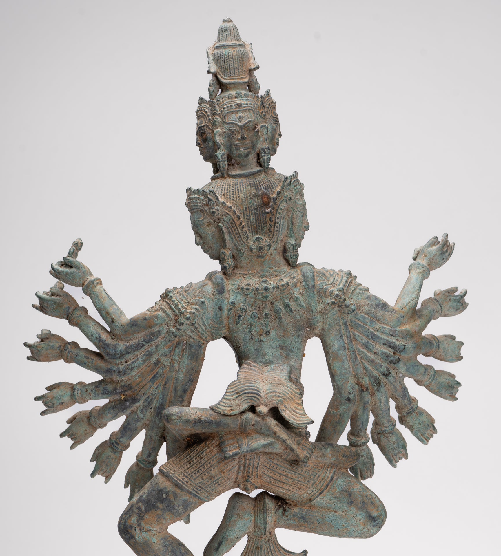 Antique Khmer Style Standing Bronze Tantric Hevajra & Nairatmya Statue - 48cm/19" Tall