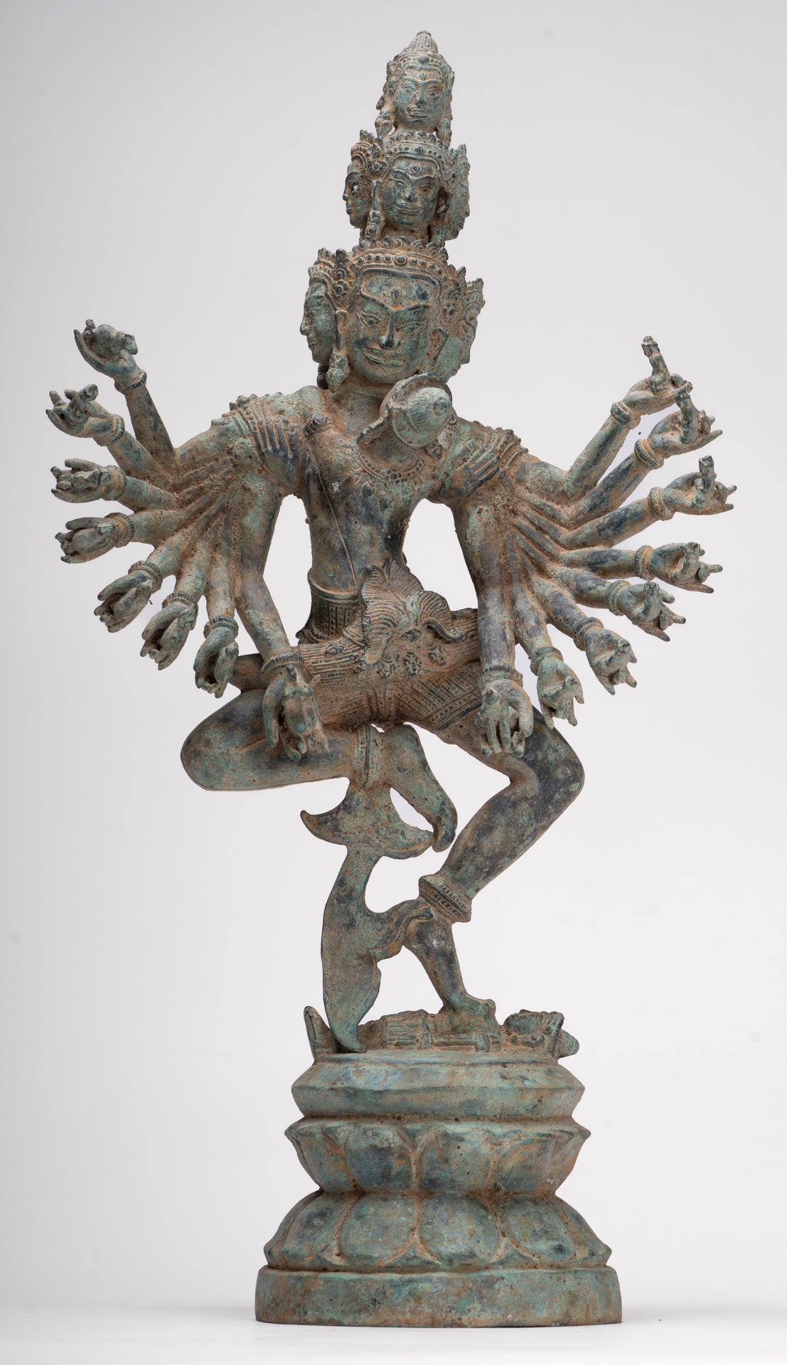 Antique Khmer Style Standing Bronze Tantric Hevajra & Nairatmya Statue - 48cm/19" Tall