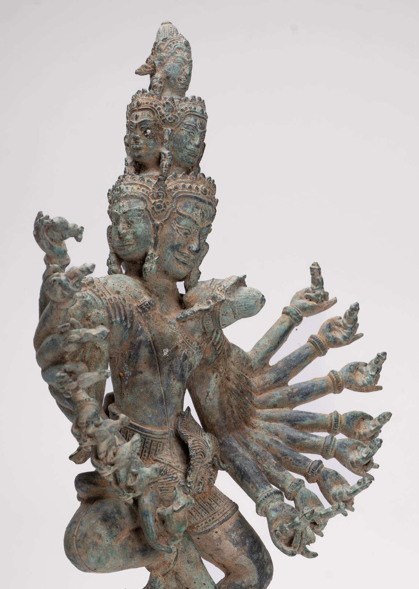 Antique Khmer Style Standing Bronze Tantric Hevajra & Nairatmya Statue - 48cm/19" Tall