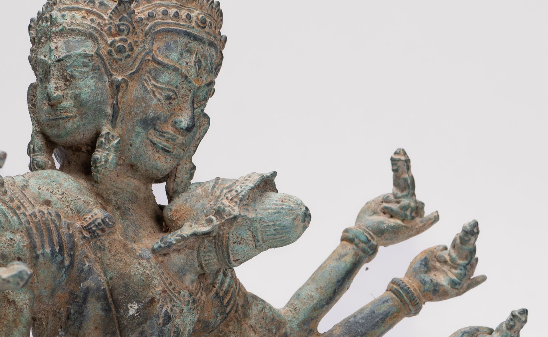 Antique Khmer Style Standing Bronze Tantric Hevajra & Nairatmya Statue - 48cm/19" Tall