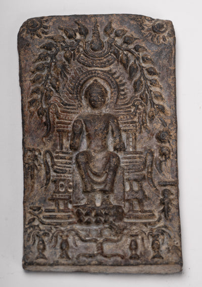 Votive Panel - Antique Thai Style Bronze Preaching Buddha Votive Panel - 12cm/5"