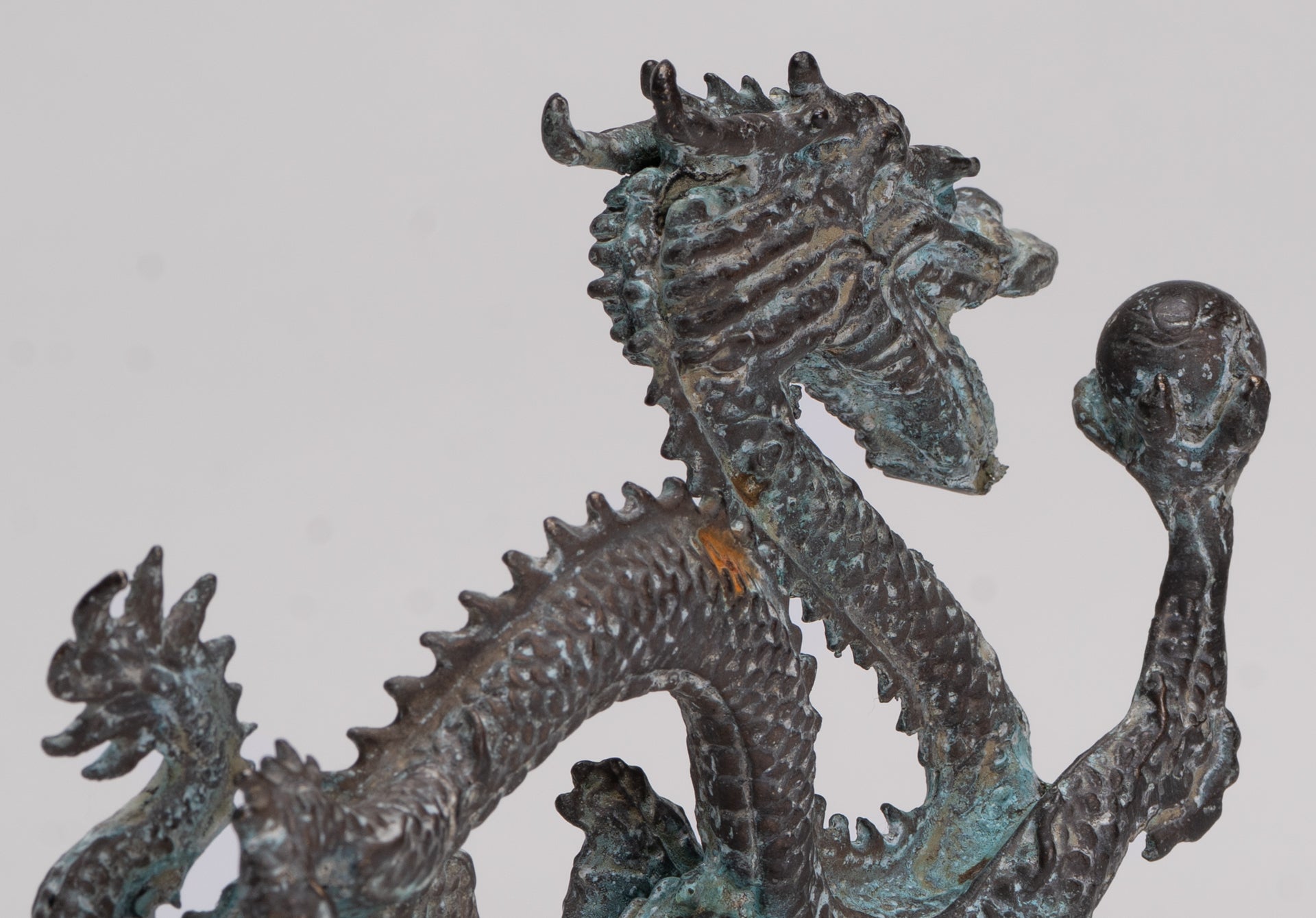 Antique Chinese Style Bronze Chinese Dragon Statue - 14cm/6" (Length)