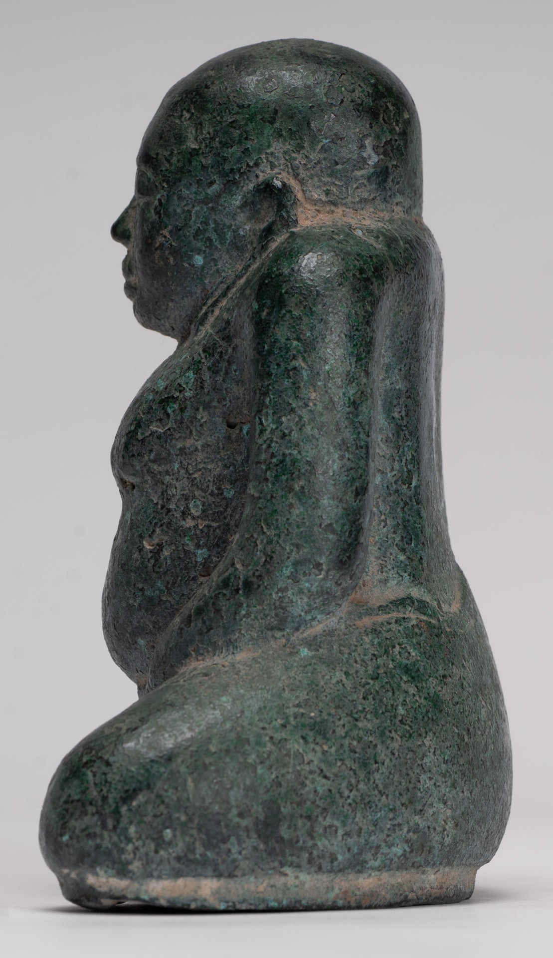 Seated Monk Statue - Antique Thai Style Bronze Phra Sangkachai Monk Statue - 11cm/4"