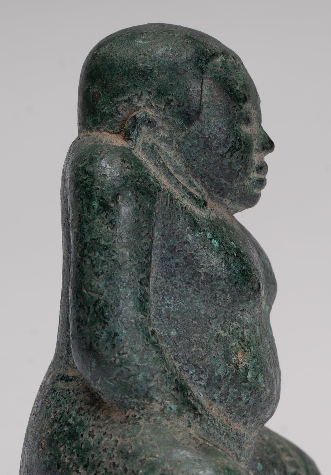 Seated Monk Statue - Antique Thai Style Bronze Phra Sangkachai Monk Statue - 11cm/4"