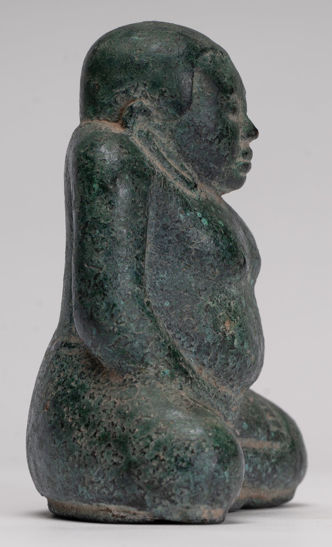 Seated Monk Statue - Antique Thai Style Bronze Phra Sangkachai Monk Statue - 11cm/4"