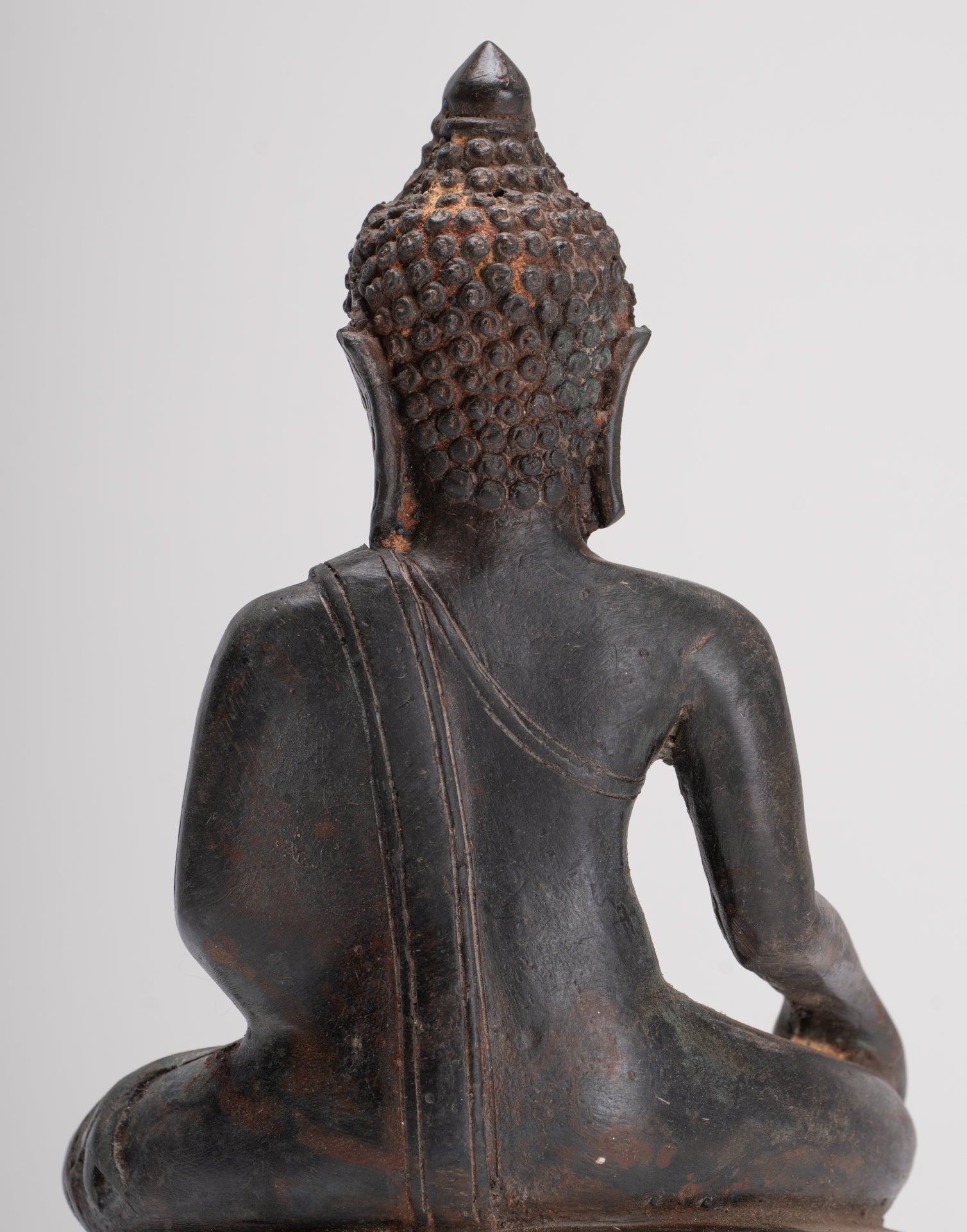Buddha Statue - Antique Thai Style Bronze Chiang Saen Enlightenment Buddha Statue - 20cm/8"