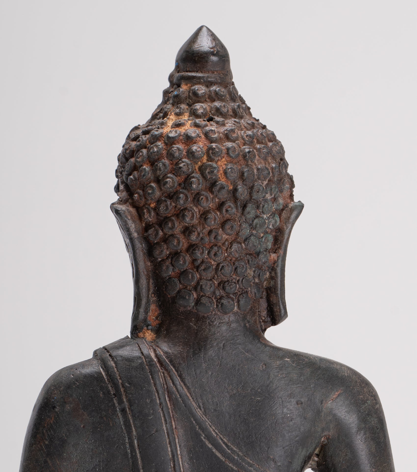 Buddha Statue - Antique Thai Style Bronze Chiang Saen Enlightenment Buddha Statue - 20cm/8"