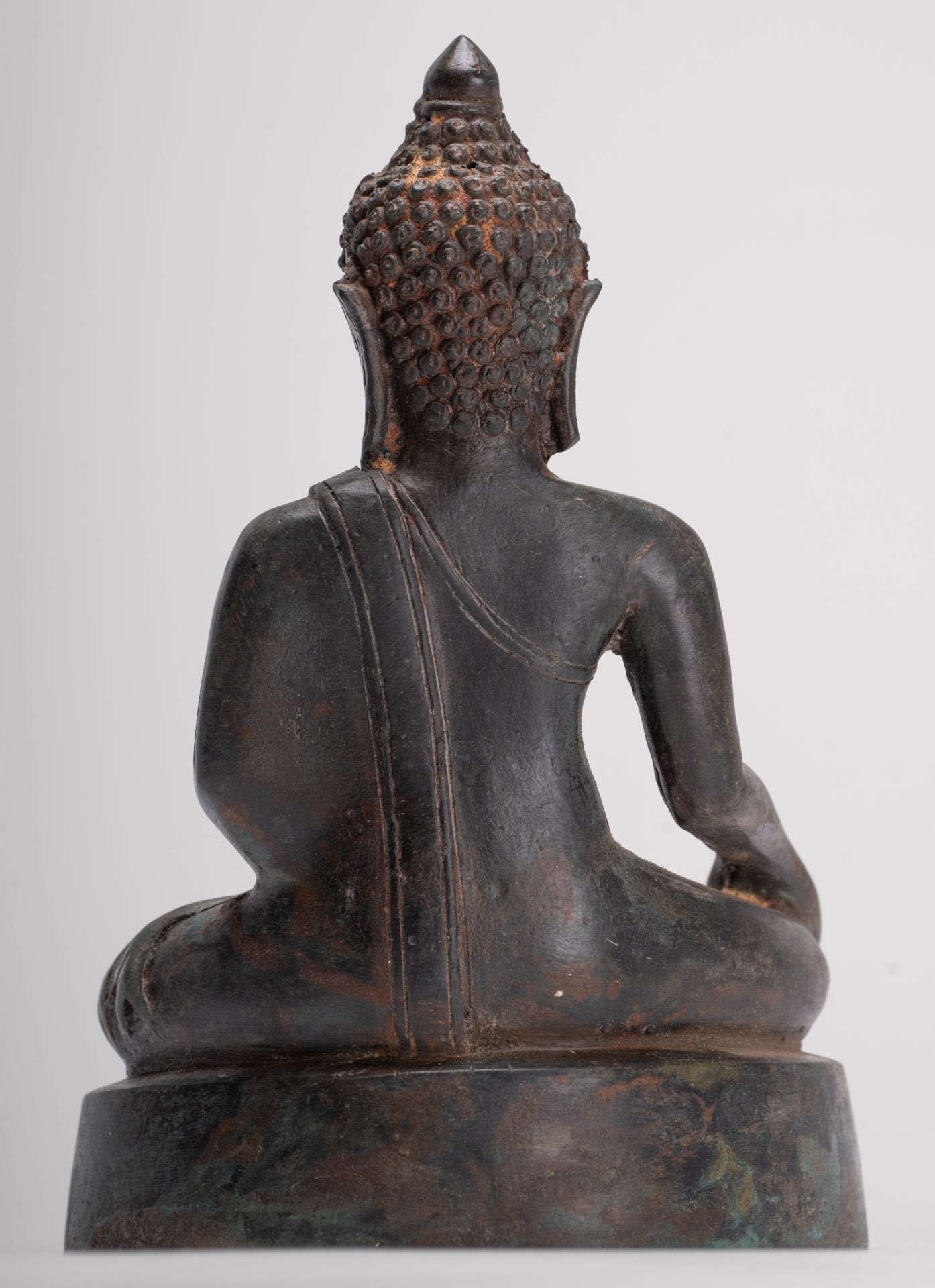 Buddha Statue - Antique Thai Style Bronze Chiang Saen Enlightenment Buddha Statue - 20cm/8"
