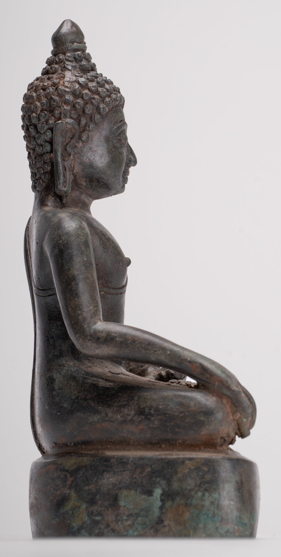 Buddha Statue - Antique Thai Style Bronze Chiang Saen Enlightenment Buddha Statue - 20cm/8"