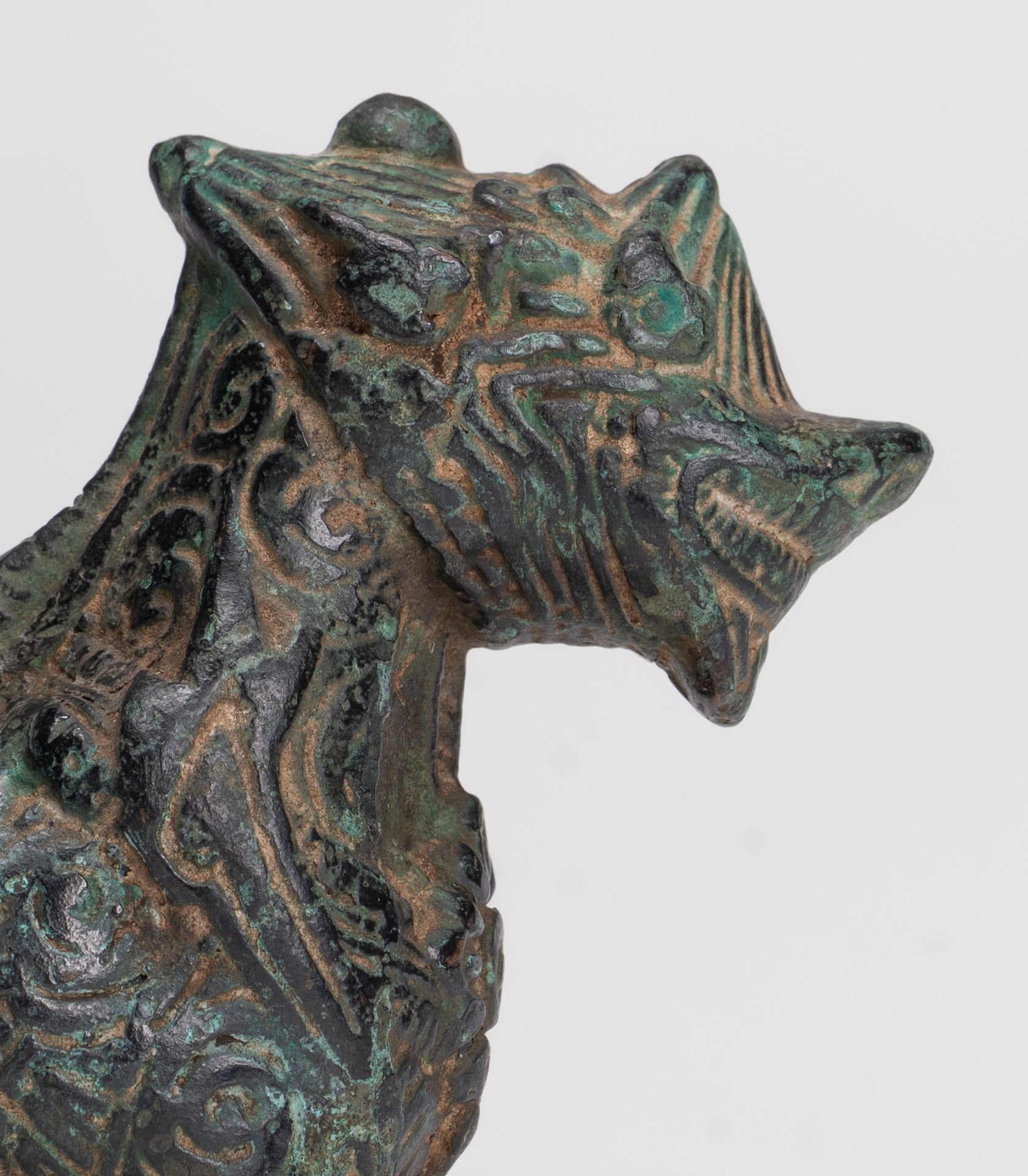 Antique Khmer Style Bronze Standing Chinthe Guardian Temple Lion - 10.5cm/4"