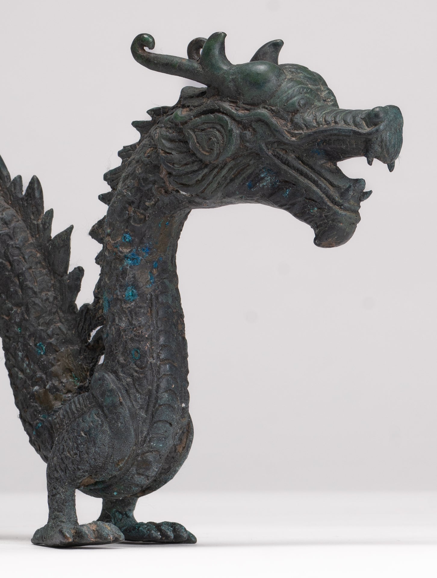 Antique Chinese Style Bronze Dragon Statue - 27cm/11"