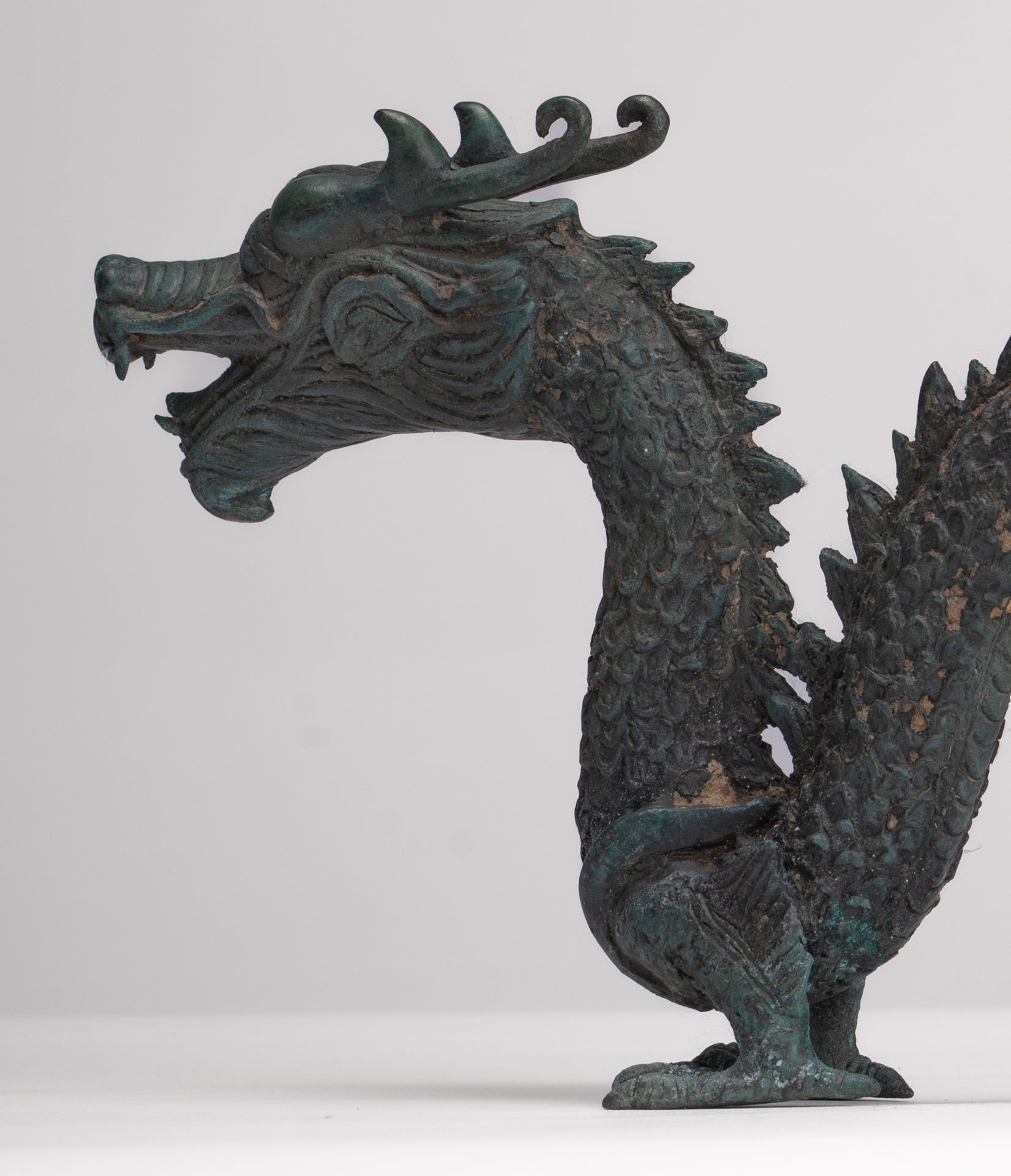 Antique Chinese Style Bronze Dragon Statue - 27cm/11"