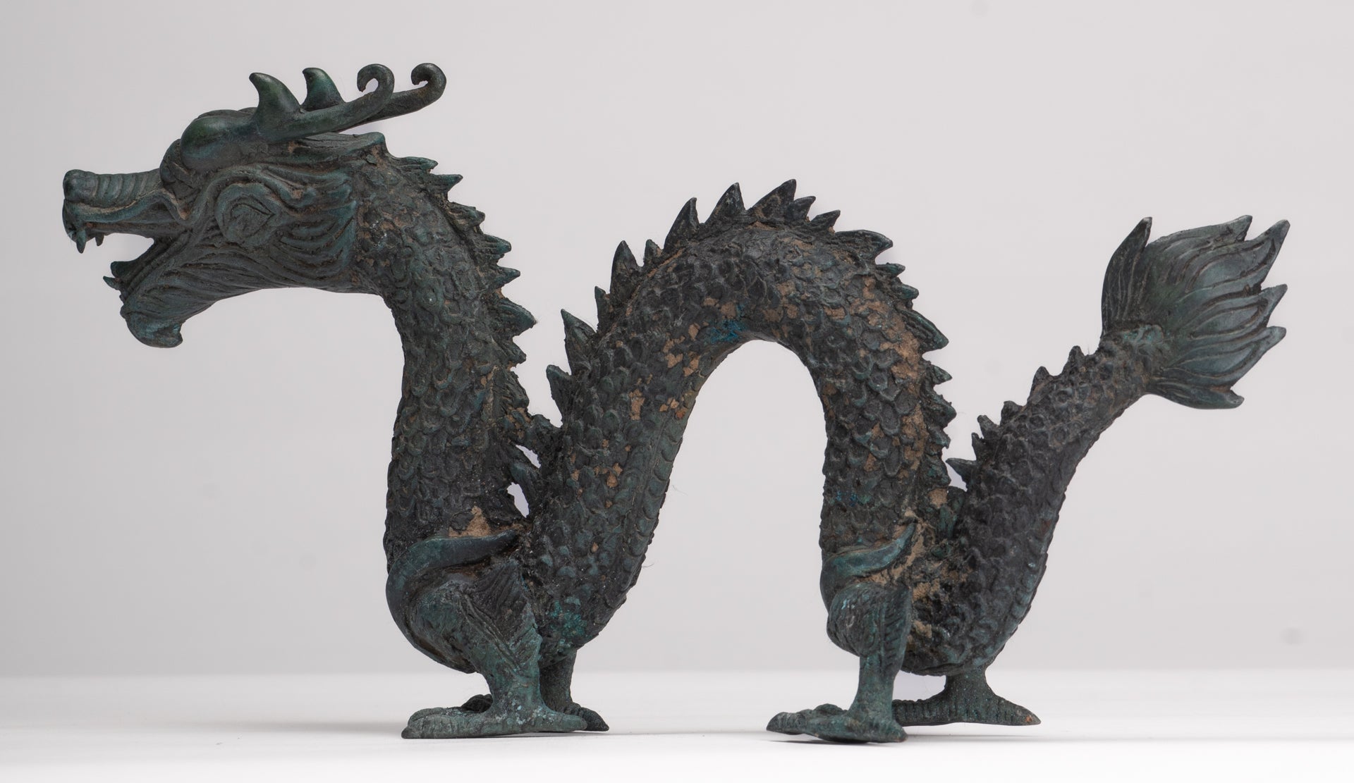 Antique Chinese Style Bronze Dragon Statue - 27cm/11"