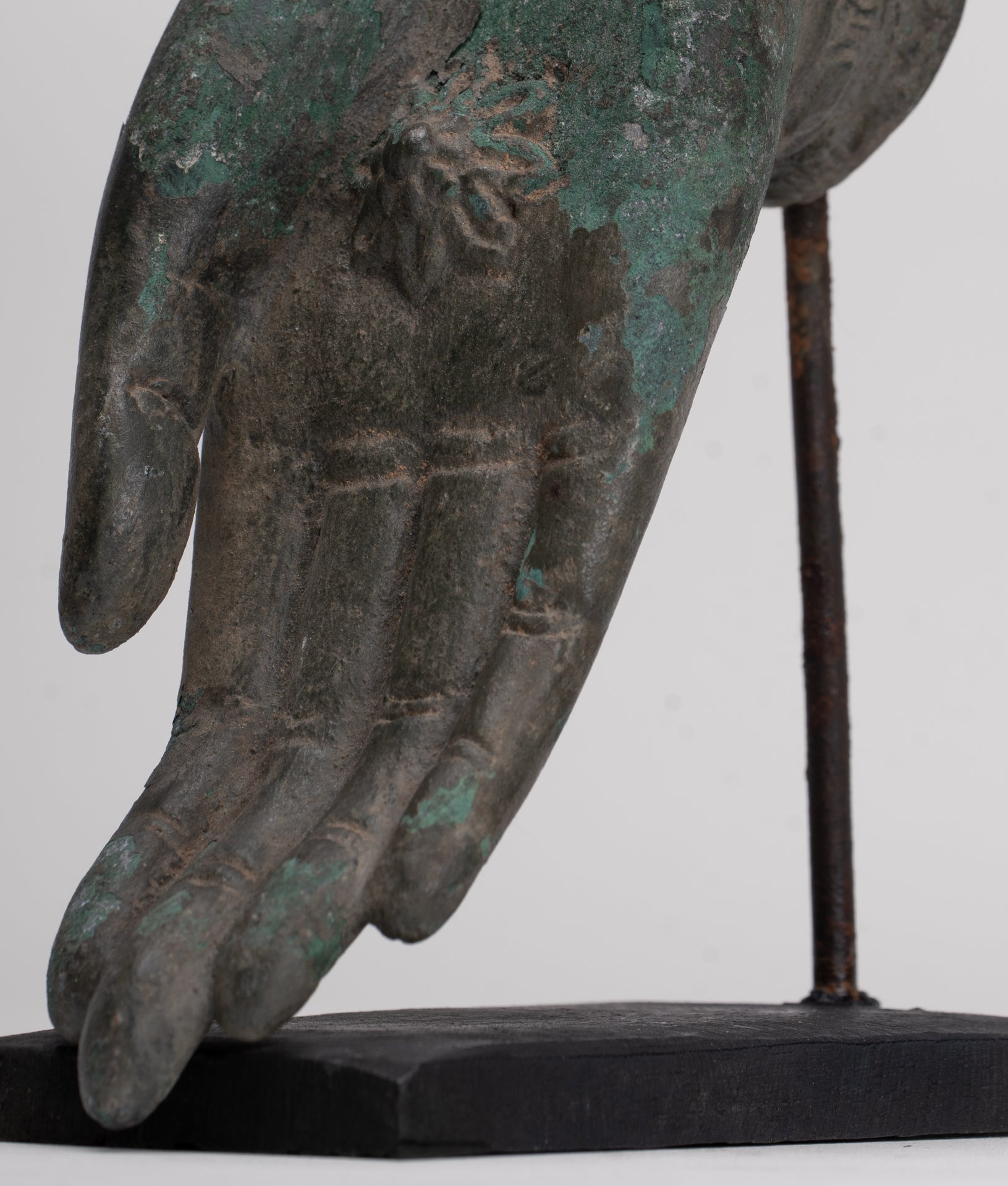Mounted Antique Thai Style Southeast Asia Bronze Thai Protection Hand - 12.5cm/5"