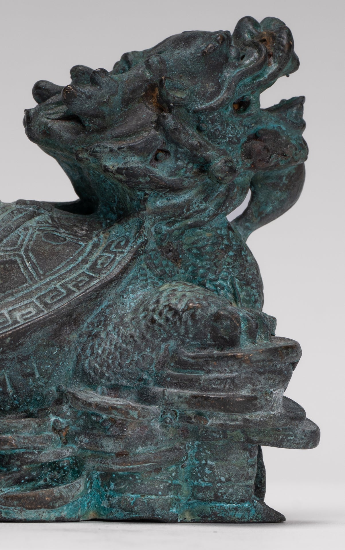 Antique Chinese Style Bronze Dragon Turtle or Tortoise Statue - 10cm/4"