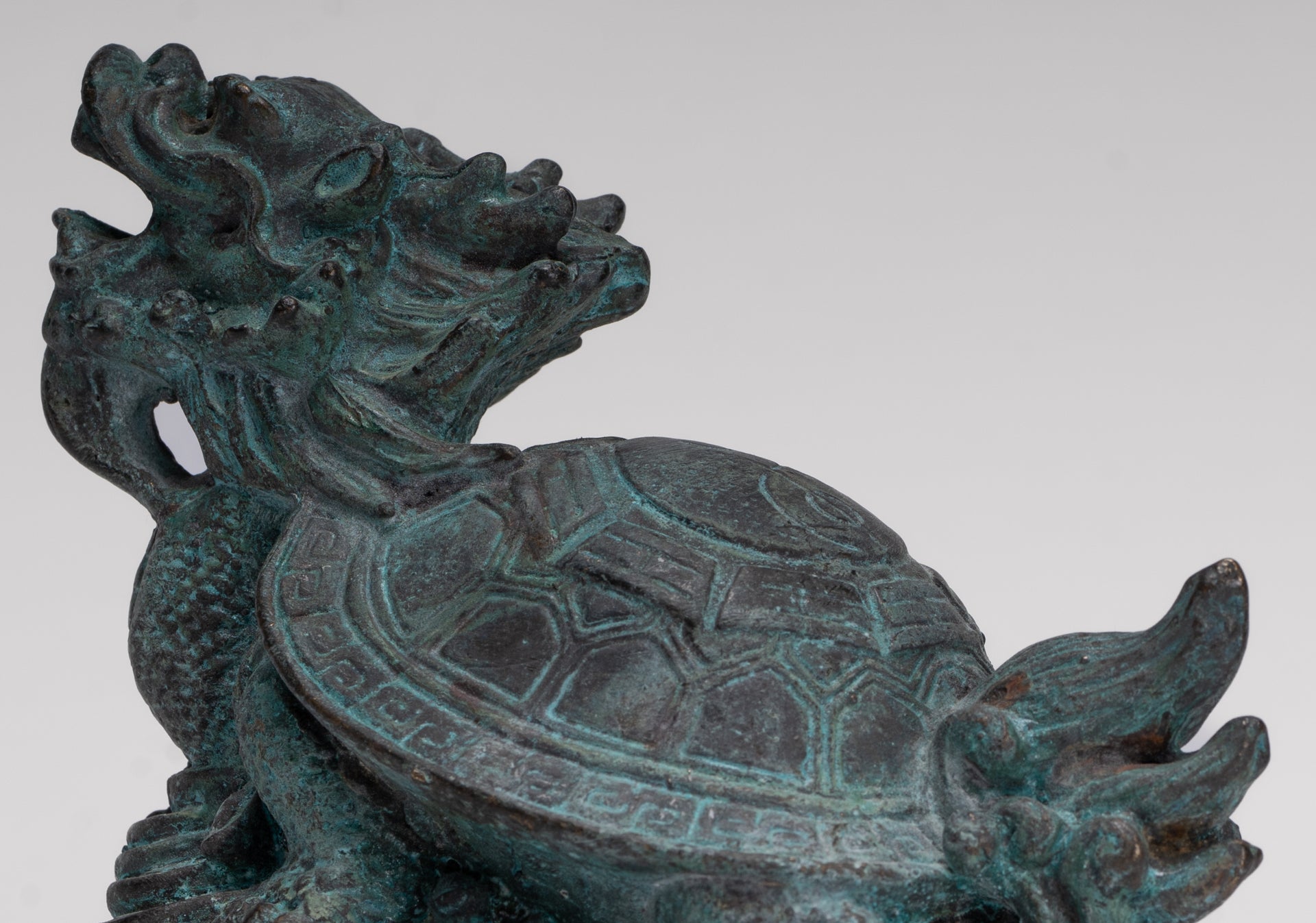 Antique Chinese Style Bronze Dragon Turtle or Tortoise Statue - 10cm/4"