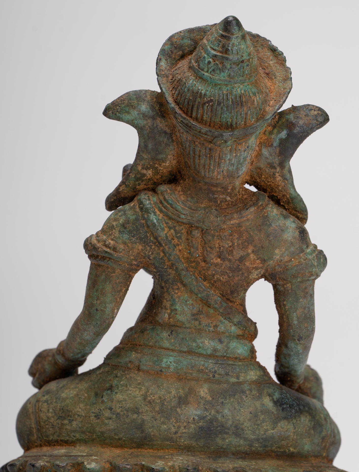 Ganesha Statue - Antique Thai Style Bronze Seated Ganesh Statue - 17.5cm/7"