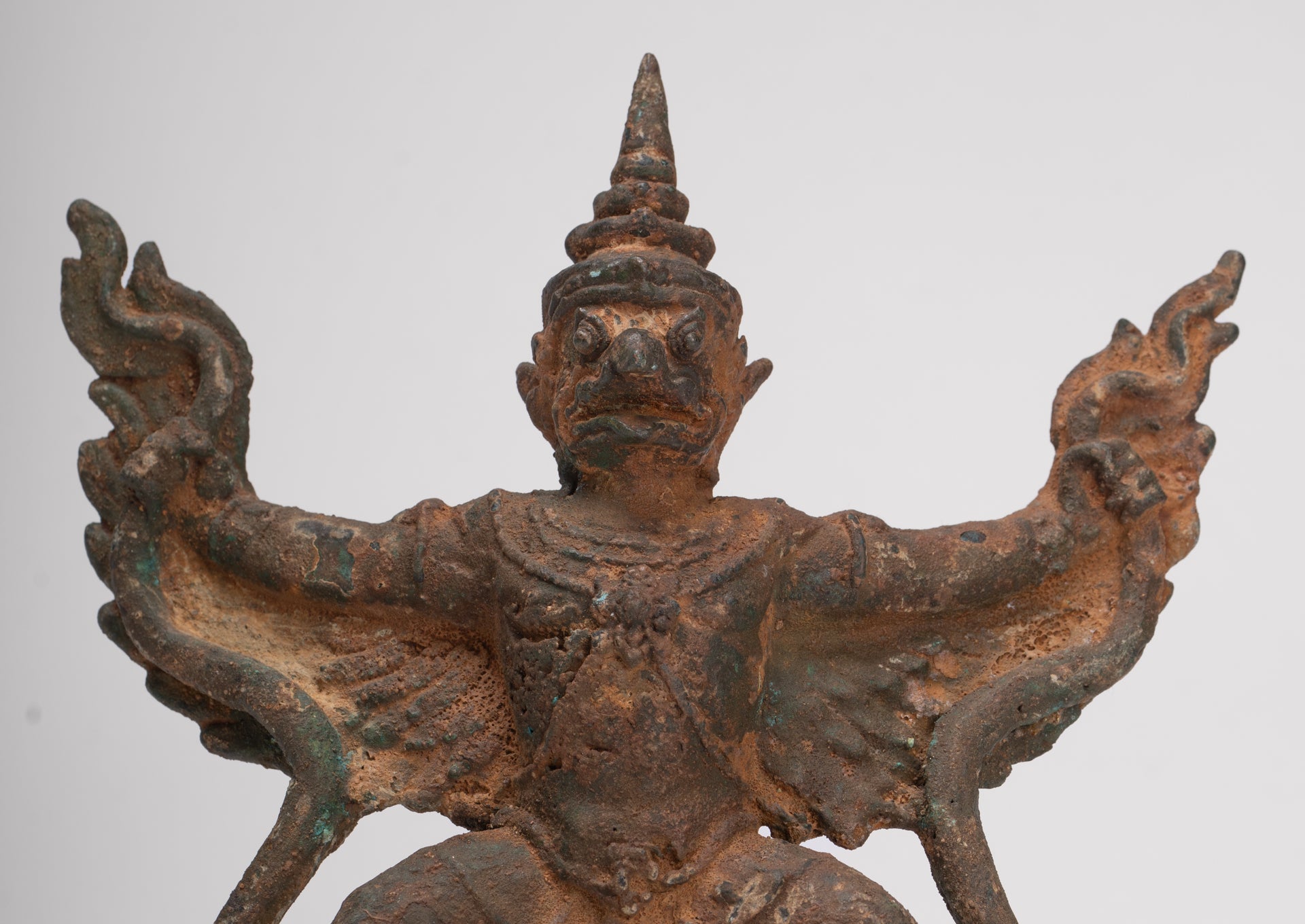 Antique Thai Style Standing  Bronze Vishnu Garuda Statue - 20cm/8"
