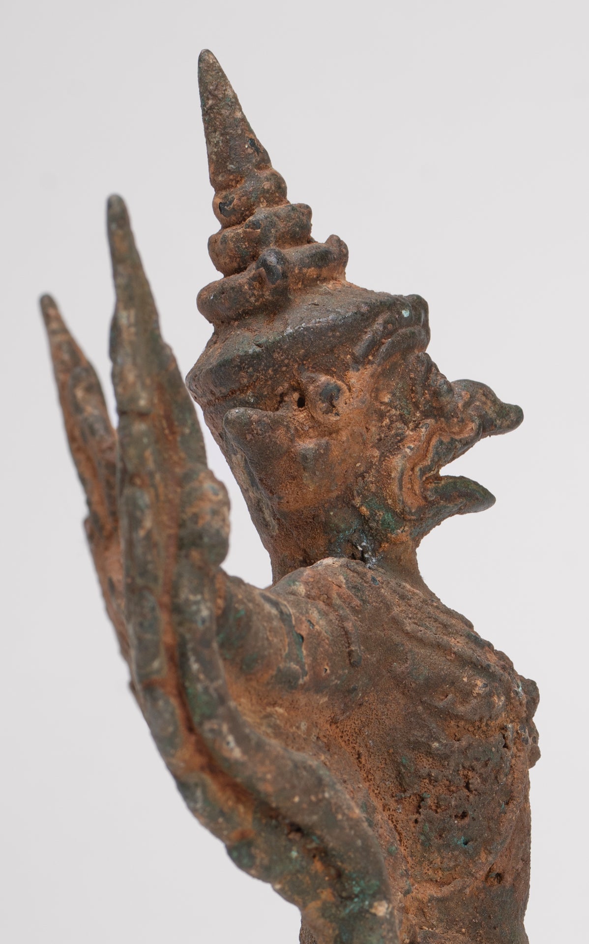 Antique Thai Style Standing  Bronze Vishnu Garuda Statue - 20cm/8"