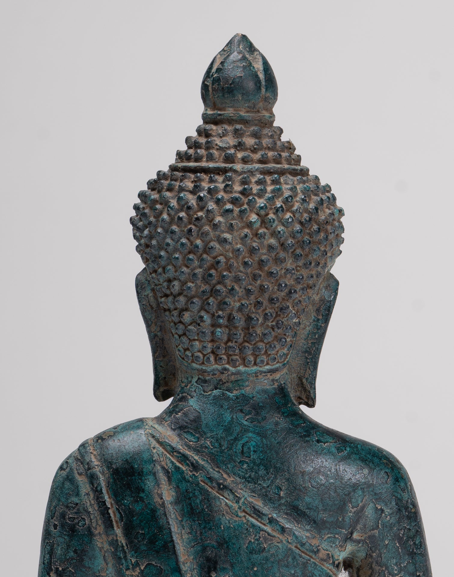Buddha Statue - Antique Khmer Style Bronze Meditation Buddha Statue - 18cm/7"