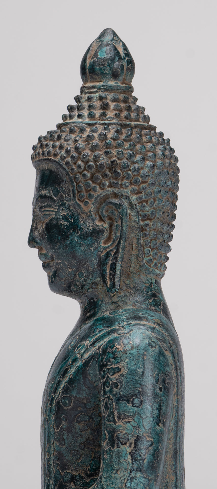 Buddha Statue - Antique Khmer Style Bronze Meditation Buddha Statue - 18cm/7"