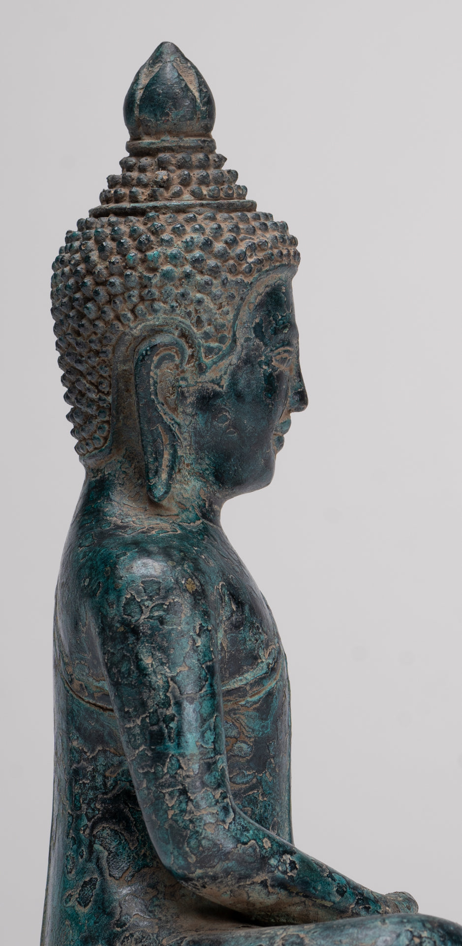 Buddha Statue - Antique Khmer Style Bronze Meditation Buddha Statue - 18cm/7"