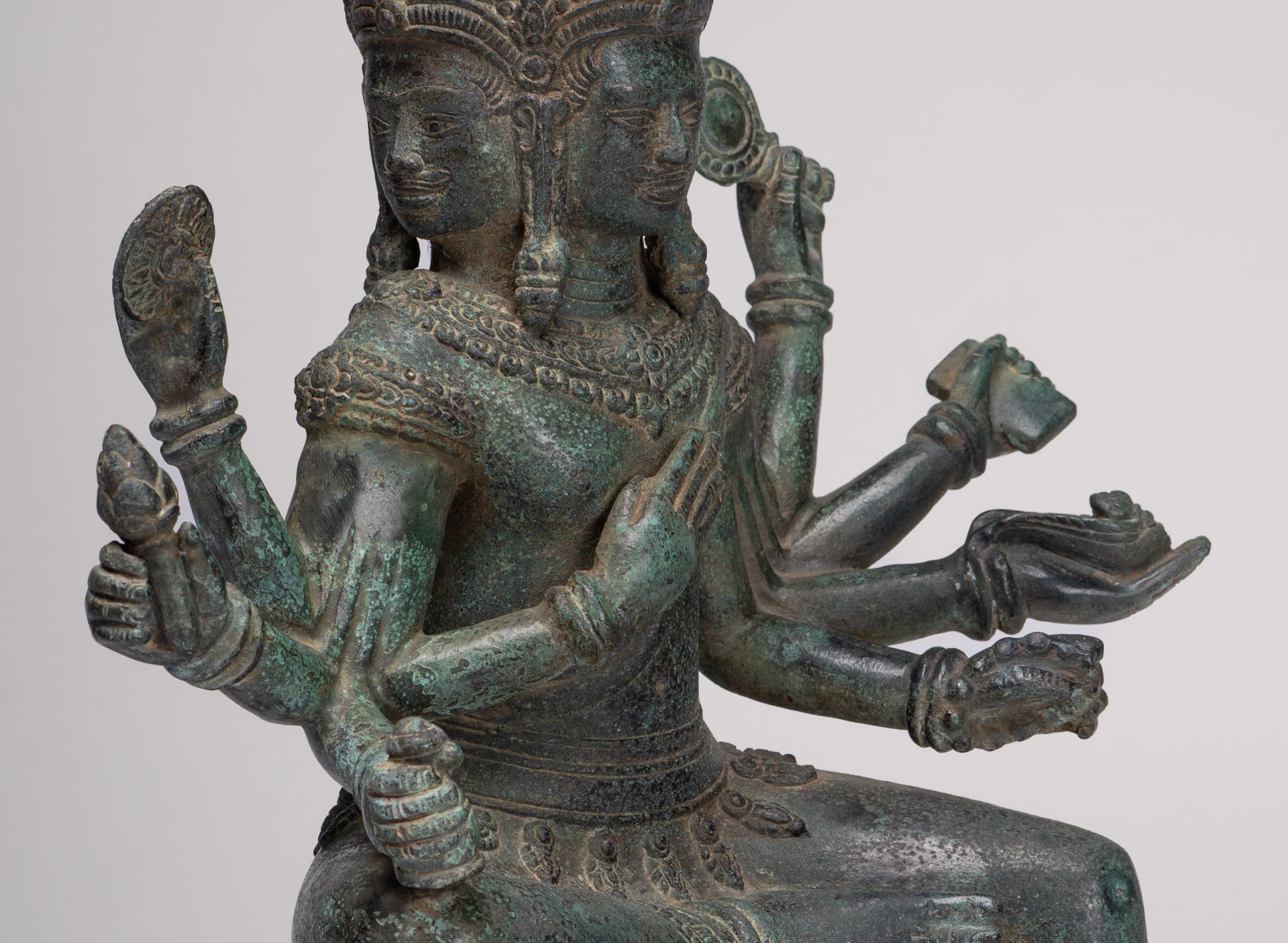 Brahma Statue - Antique Khmer Style Bronze Angkor Wat Brahma - Hindu God Creation - 38cm/15"