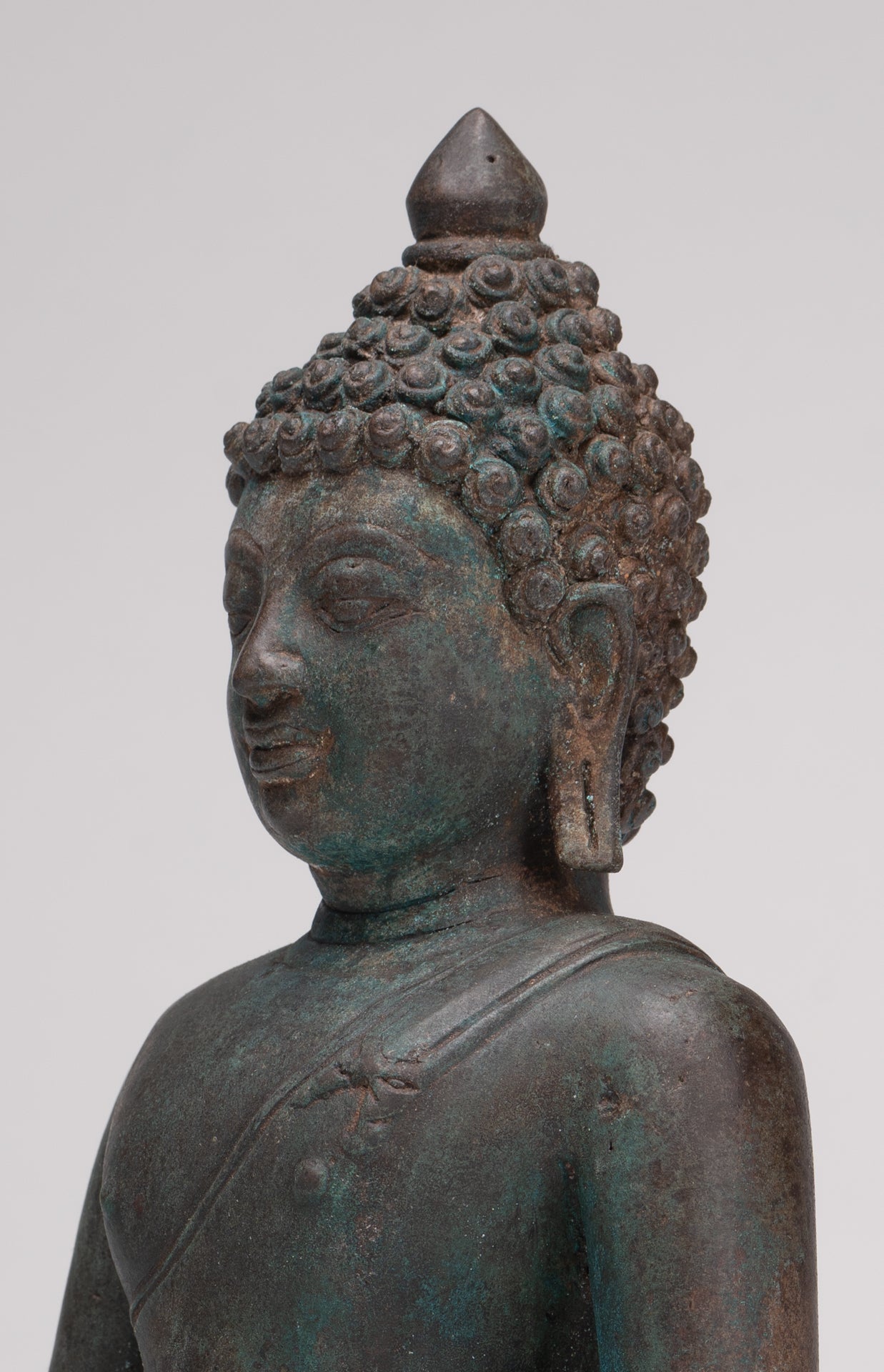 Antique Thai Style Bronze Chiang Saen Enlightenment Buddha Statue - 30cm/12"