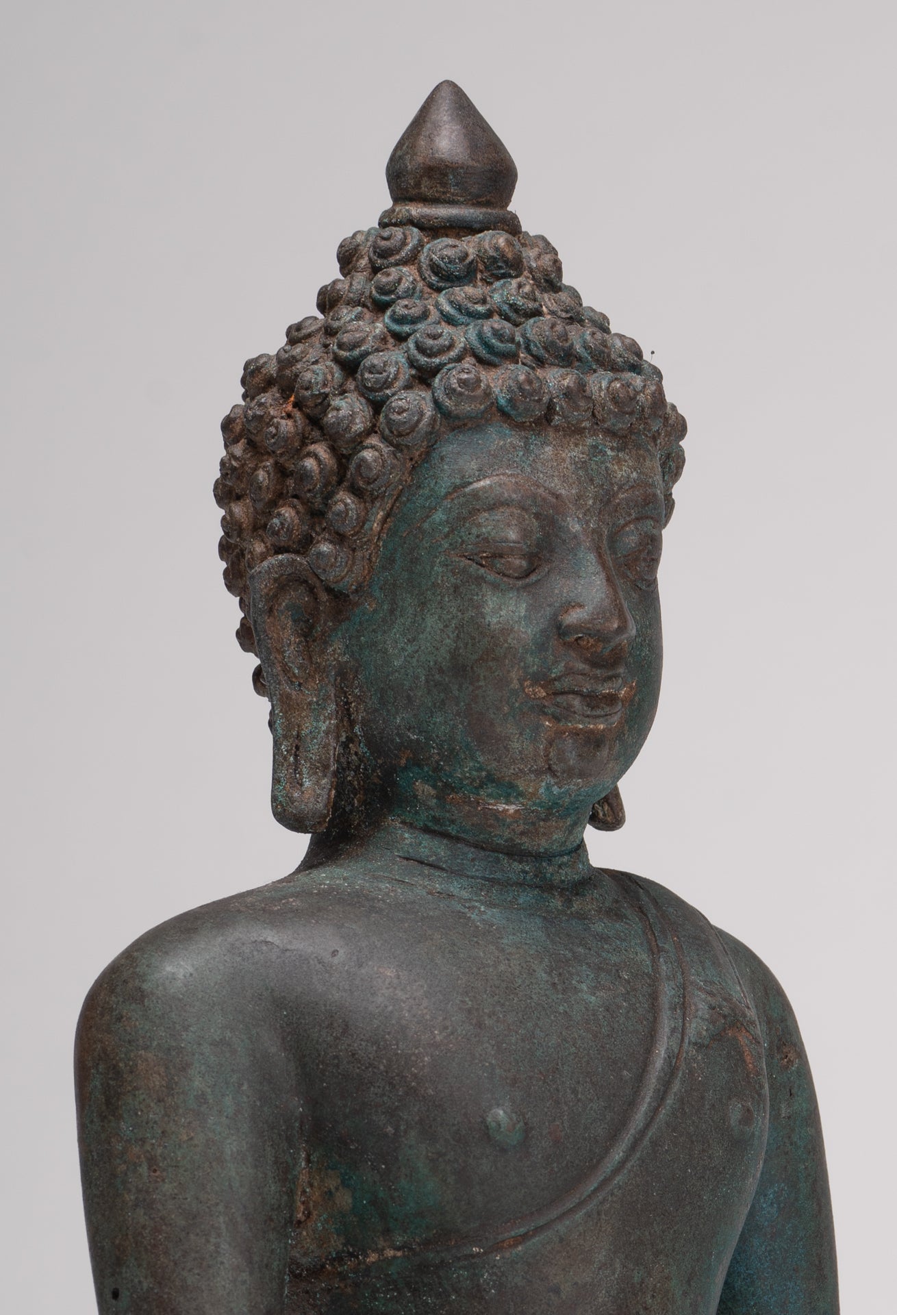 Antique Thai Style Bronze Chiang Saen Enlightenment Buddha Statue - 30cm/12"
