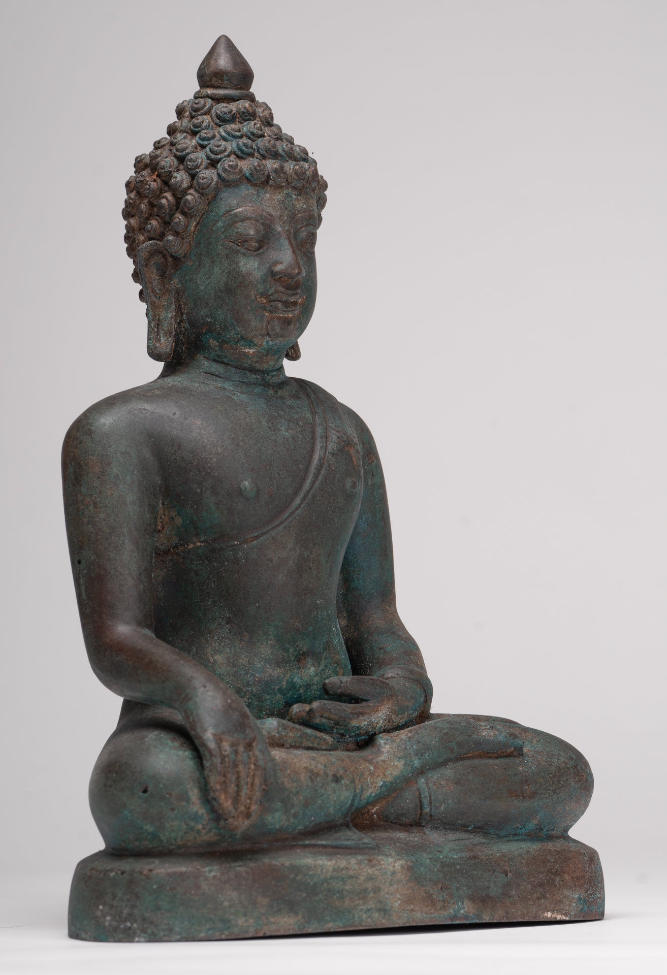 Antique Thai Style Bronze Chiang Saen Enlightenment Buddha Statue - 30cm/12"