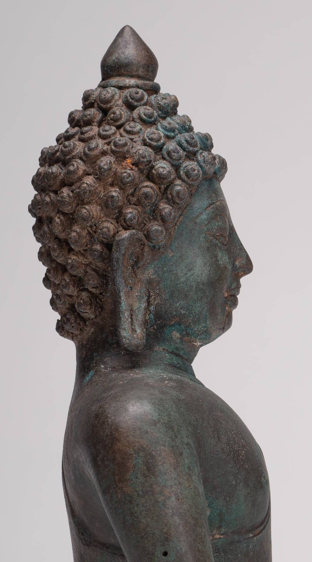 Antique Thai Style Bronze Chiang Saen Enlightenment Buddha Statue - 30cm/12"