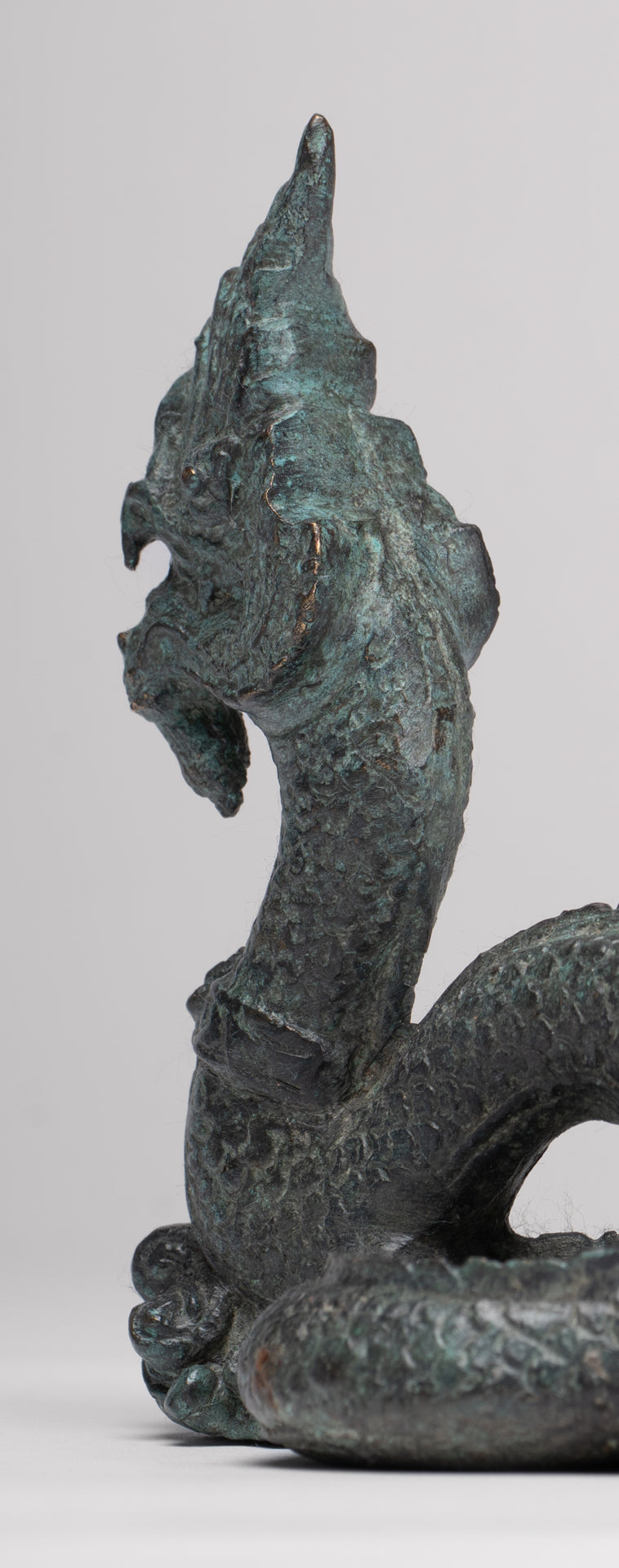 Naga Statue - Antique Thai Style Bronze Protective Naga, Snake or Serpent Statue - 11.5cm/5"